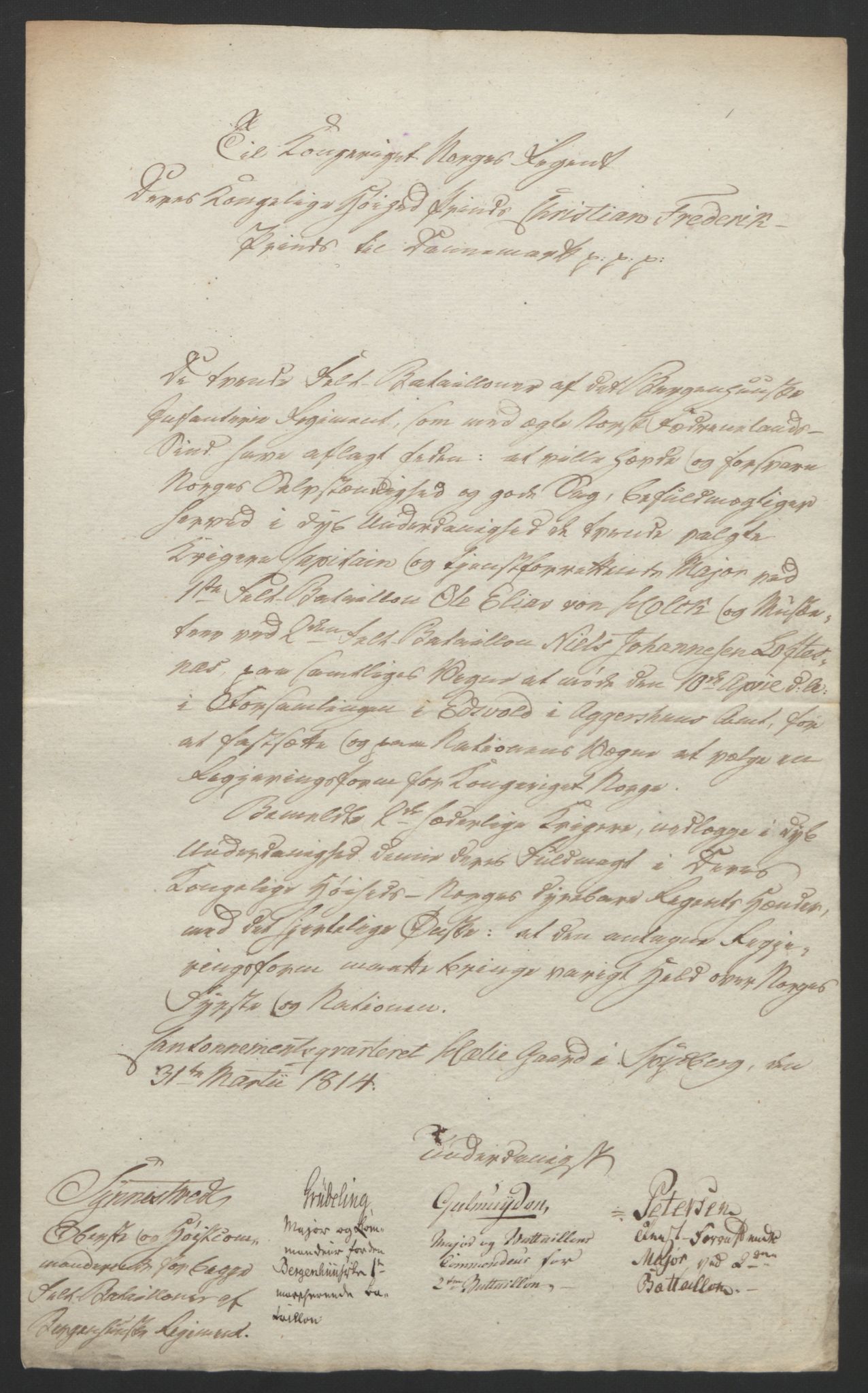 Statsrådssekretariatet, RA/S-1001/D/Db/L0007: Fullmakter for Eidsvollsrepresentantene i 1814. , 1814, p. 73