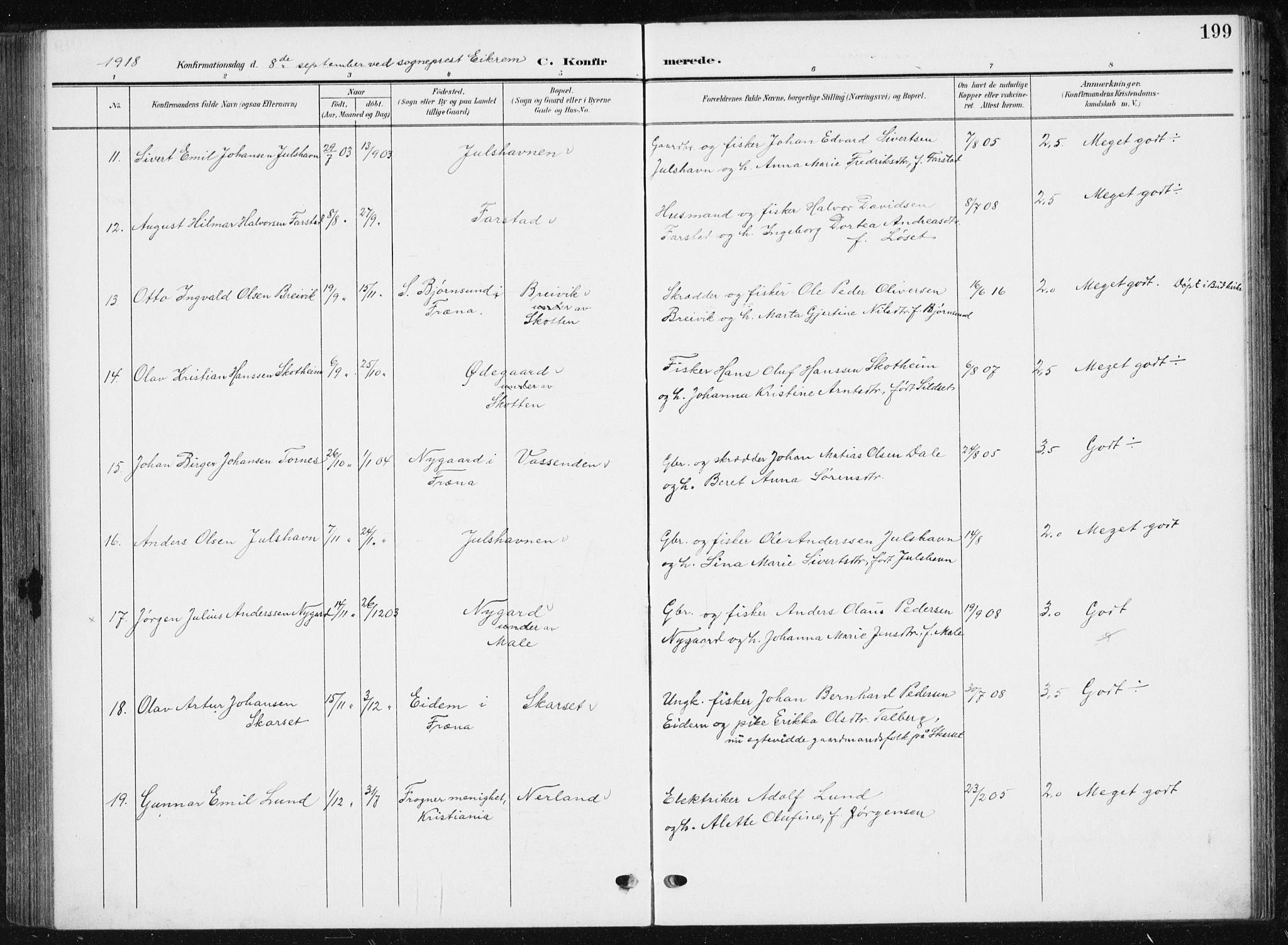 Ministerialprotokoller, klokkerbøker og fødselsregistre - Møre og Romsdal, AV/SAT-A-1454/567/L0784: Parish register (copy) no. 567C04, 1903-1938, p. 199