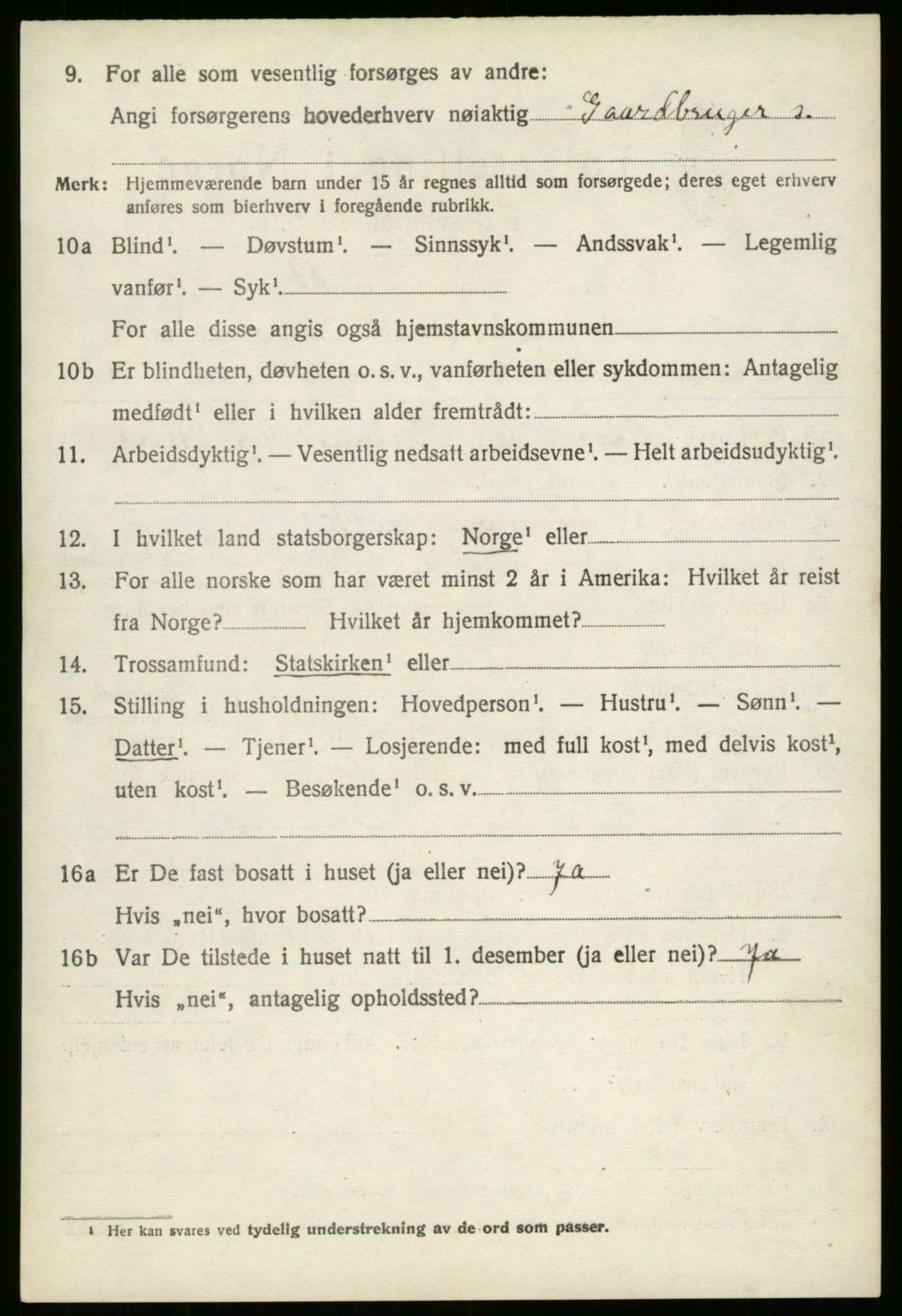 SAB, 1920 census for Hornindal, 1920, p. 1079