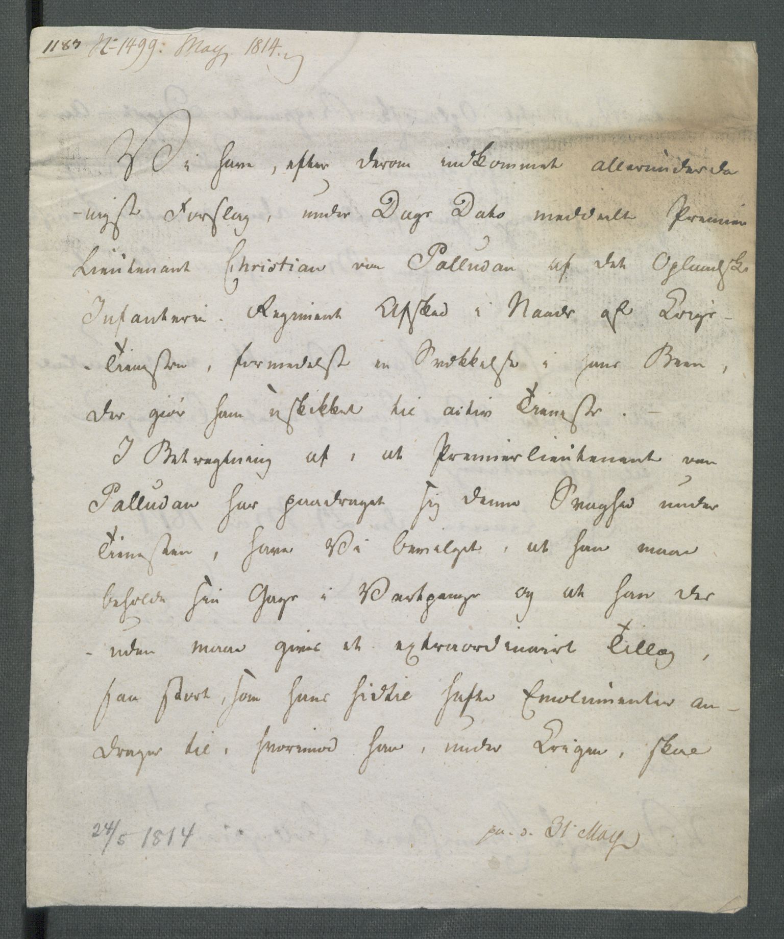 Forskjellige samlinger, Historisk-kronologisk samling, AV/RA-EA-4029/G/Ga/L0009A: Historisk-kronologisk samling. Dokumenter fra januar og ut september 1814. , 1814, p. 133