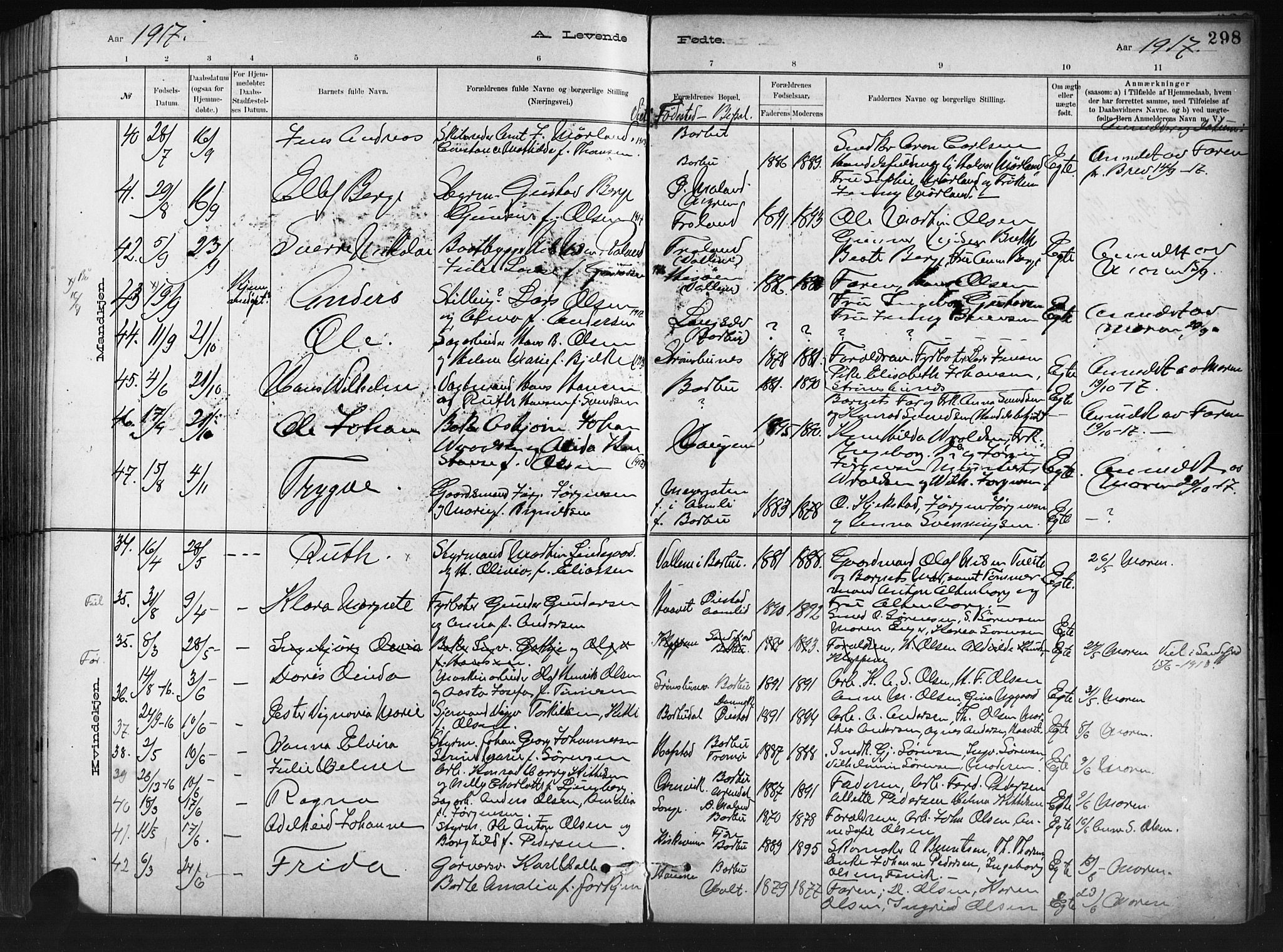 Barbu sokneprestkontor, SAK/1111-0003/F/Fb/L0002: Parish register (copy) no. B 2, 1890-1922, p. 298