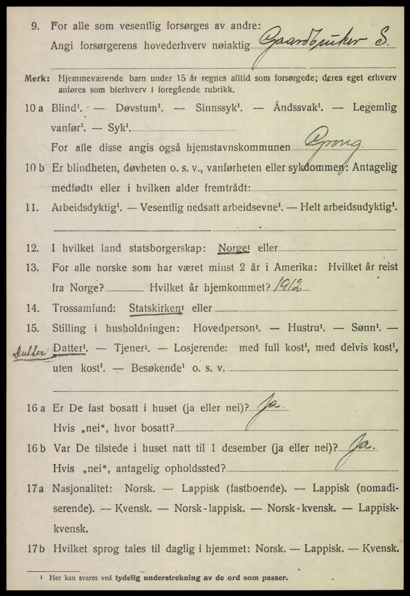 SAT, 1920 census for Grong, 1920, p. 1158