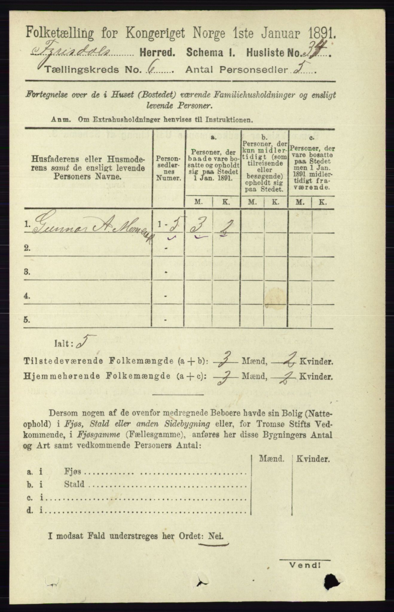 RA, 1891 census for 0831 Fyresdal, 1891, p. 1655