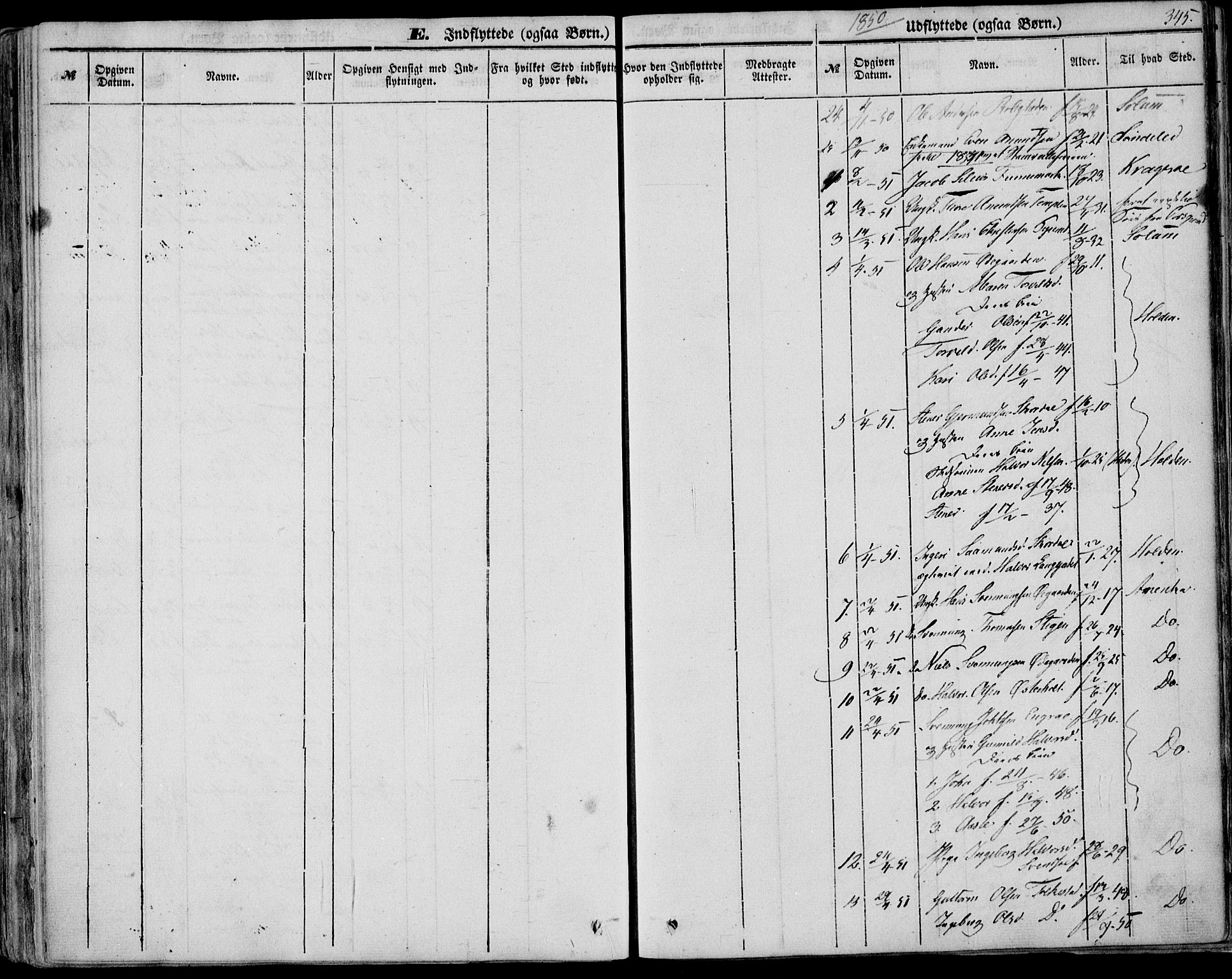 Bø kirkebøker, AV/SAKO-A-257/F/Fa/L0008: Parish register (official) no. 8, 1849-1861, p. 345