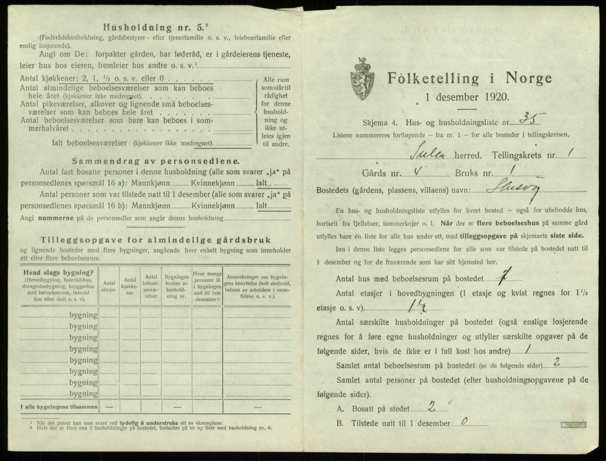 SAB, 1920 census for Solund, 1920, p. 113