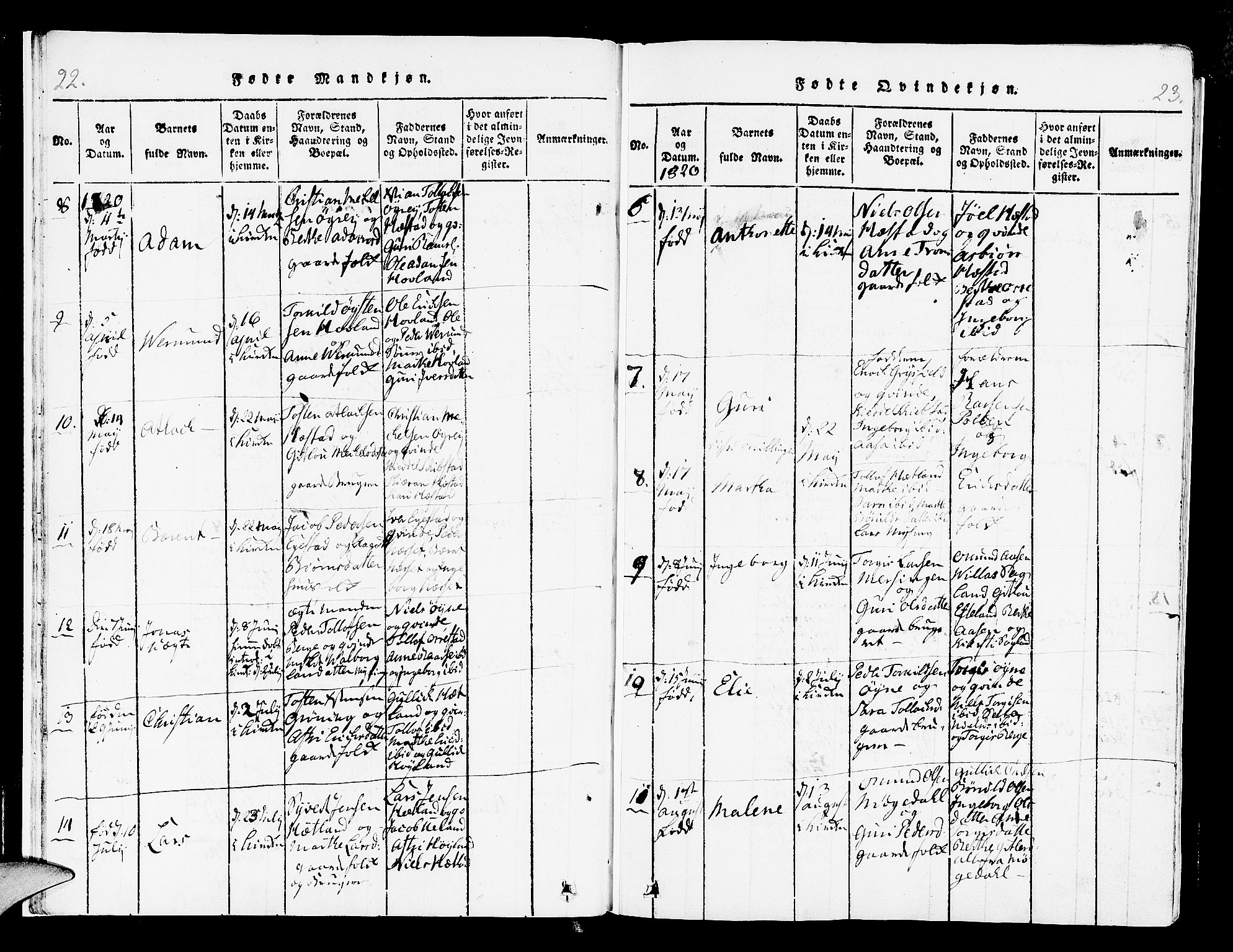 Helleland sokneprestkontor, AV/SAST-A-101810: Parish register (official) no. A 4, 1815-1834, p. 22-23