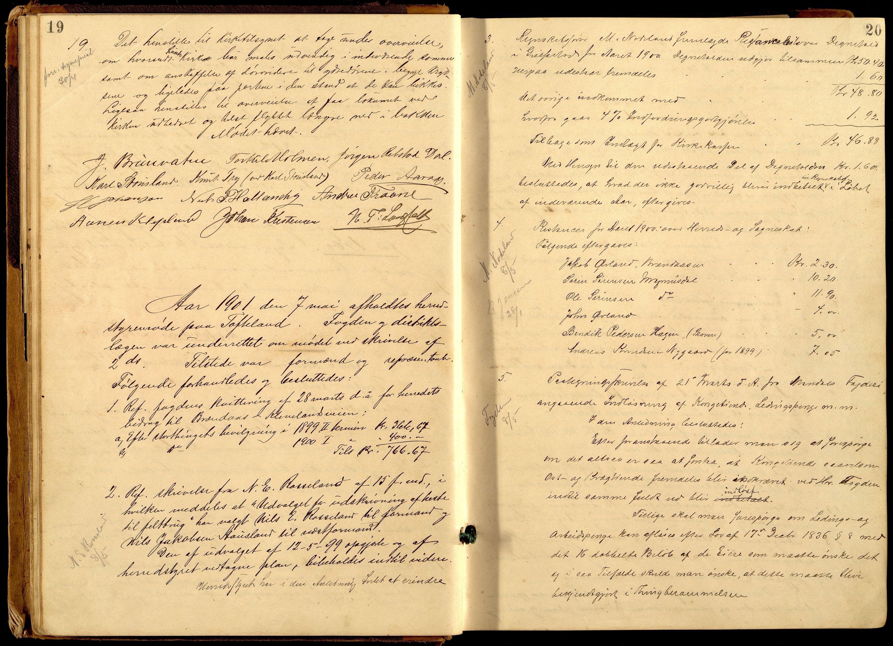 Søgne og Greipstad kommune - Formannskapet, ARKSOR/1018SG120/A/L0006: Møtebok (d), 1901-1909, p. 19-20