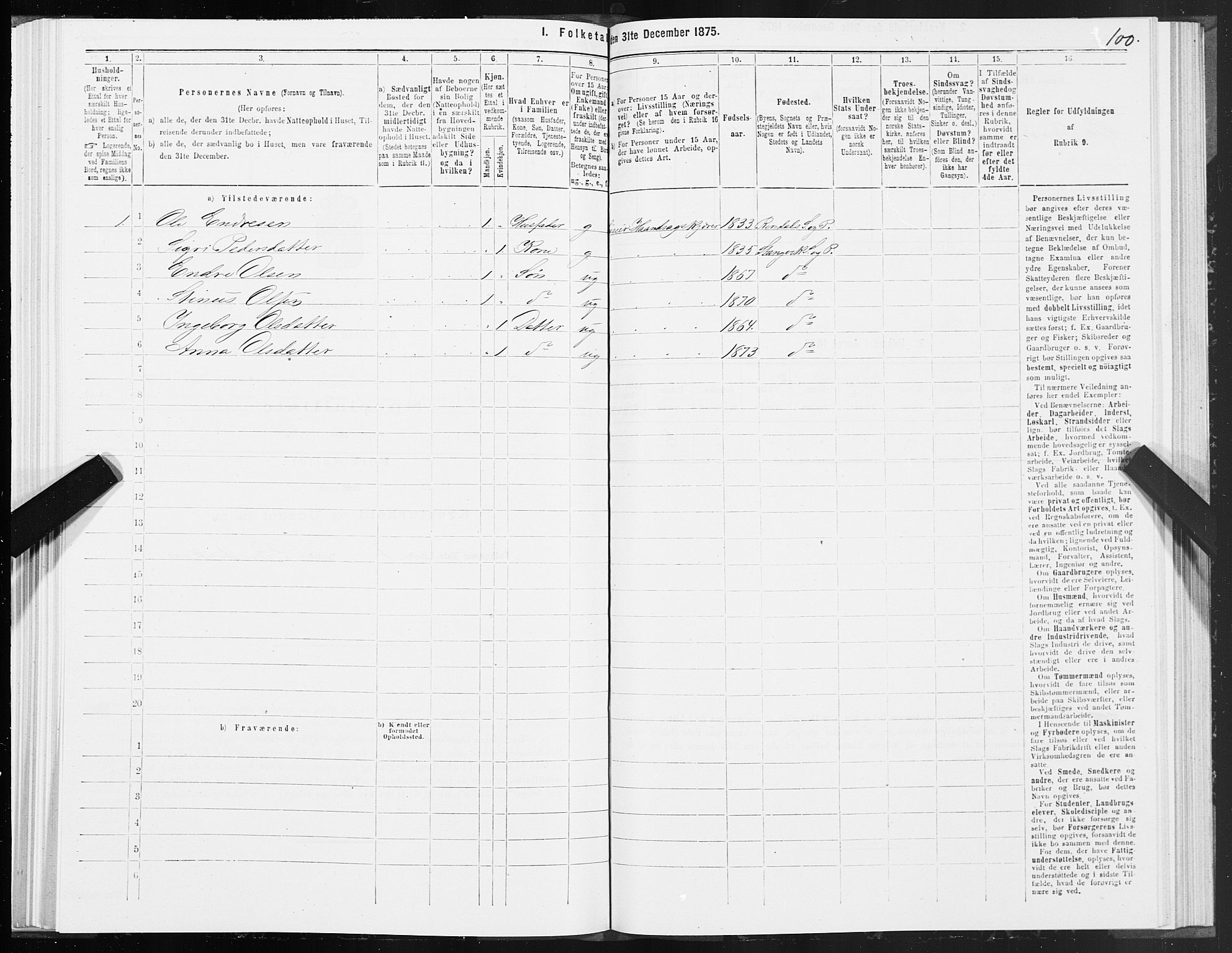 SAT, 1875 census for 1564P Stangvik, 1875, p. 2100