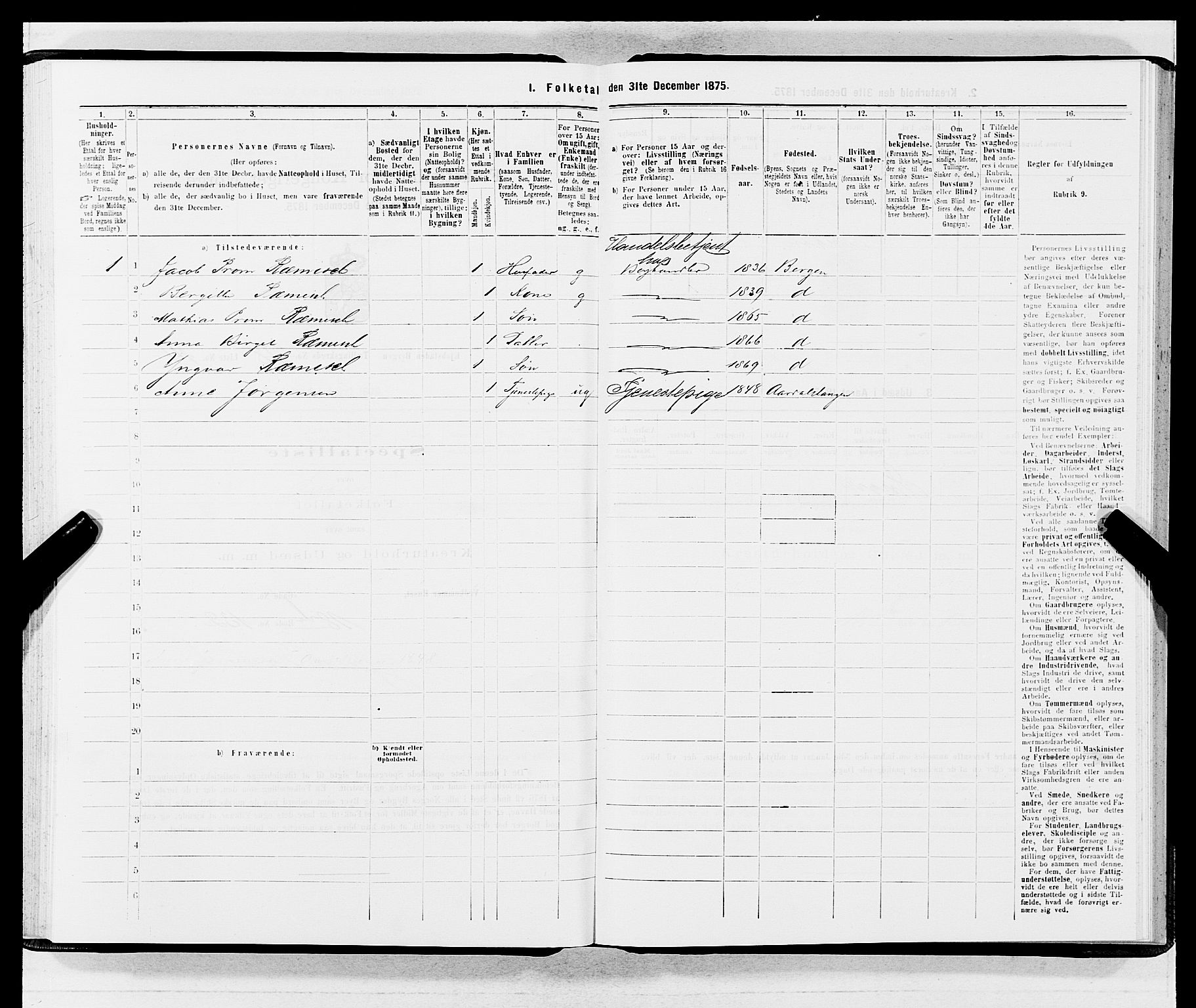 SAB, 1875 census for 1301 Bergen, 1875, p. 4207