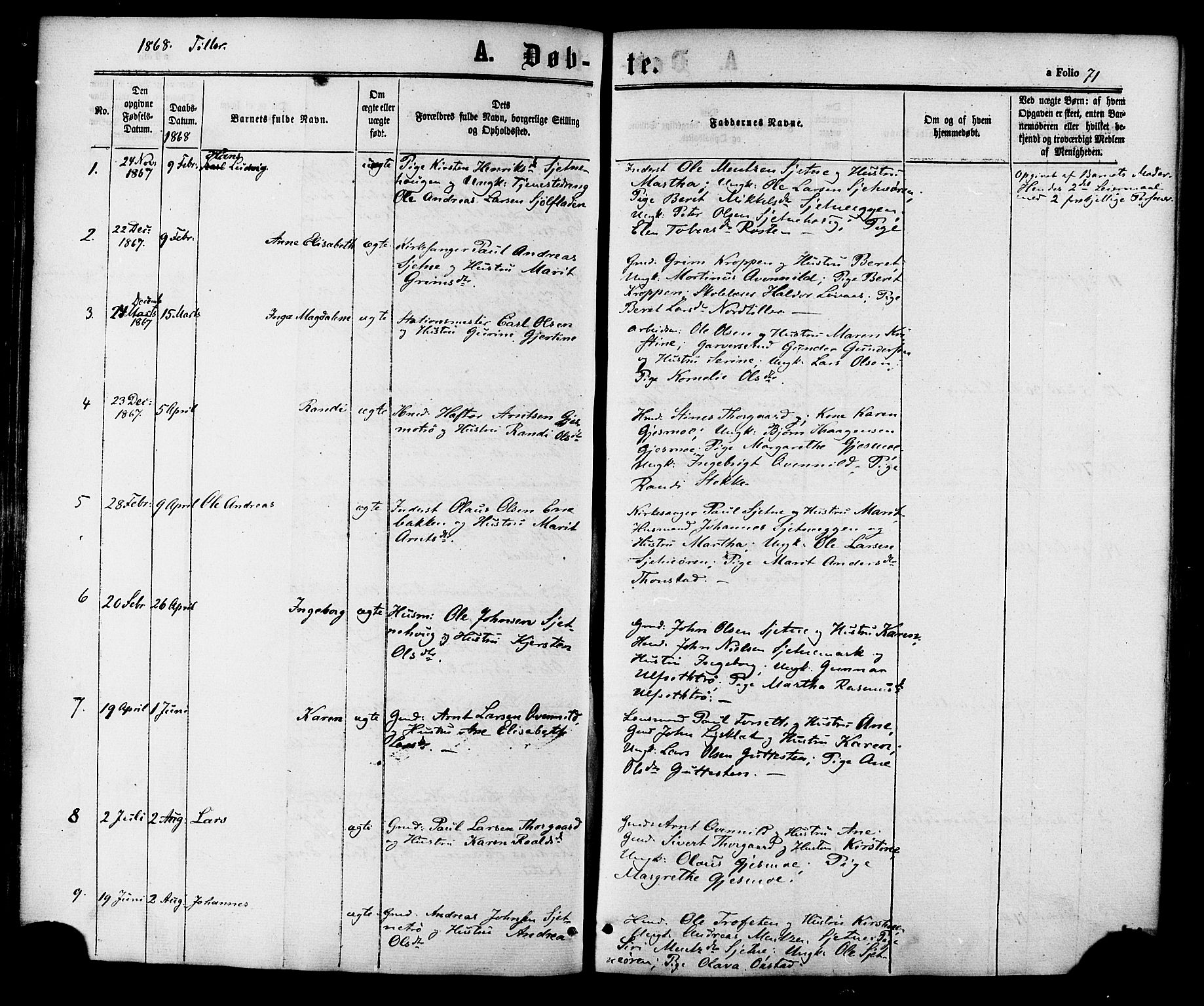 Ministerialprotokoller, klokkerbøker og fødselsregistre - Sør-Trøndelag, SAT/A-1456/618/L0443: Parish register (official) no. 618A06 /2, 1863-1879, p. 71