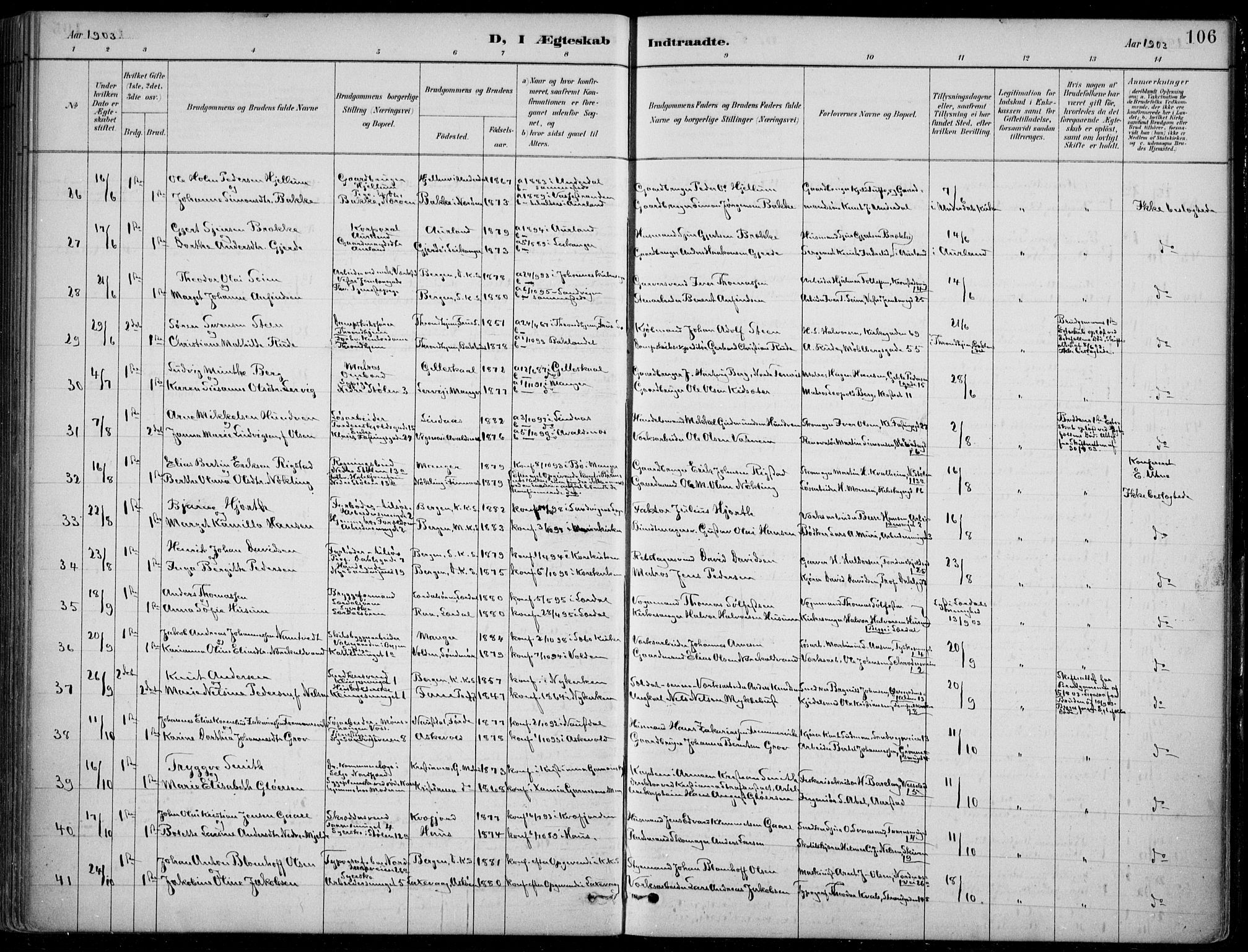 Mariakirken Sokneprestembete, AV/SAB-A-76901/H/Hab/L0008: Parish register (copy) no. A 8, 1889-1908, p. 106