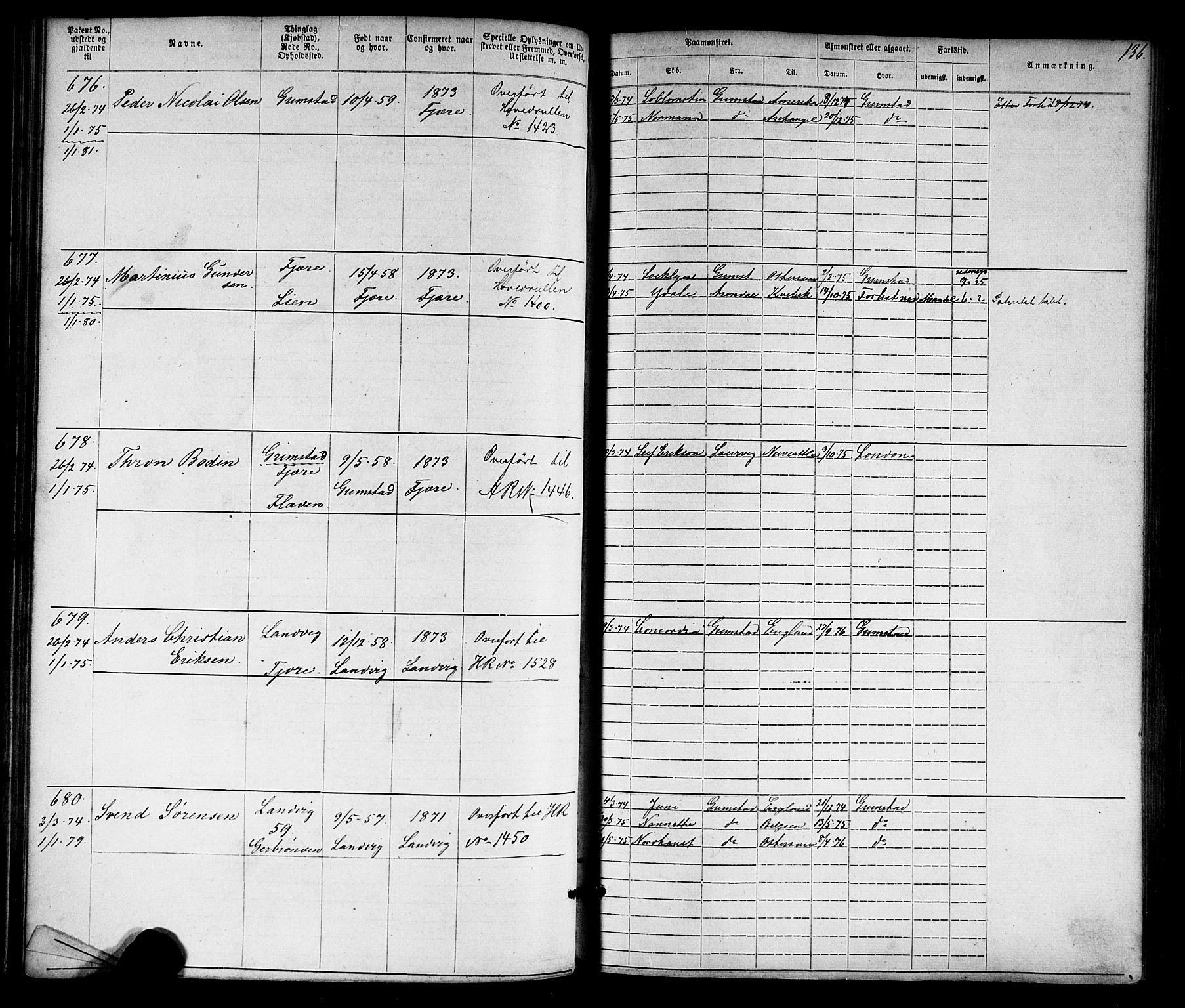 Grimstad mønstringskrets, AV/SAK-2031-0013/F/Fa/L0005: Annotasjonsrulle nr 1-1910 med register, V-18, 1870-1892, p. 163