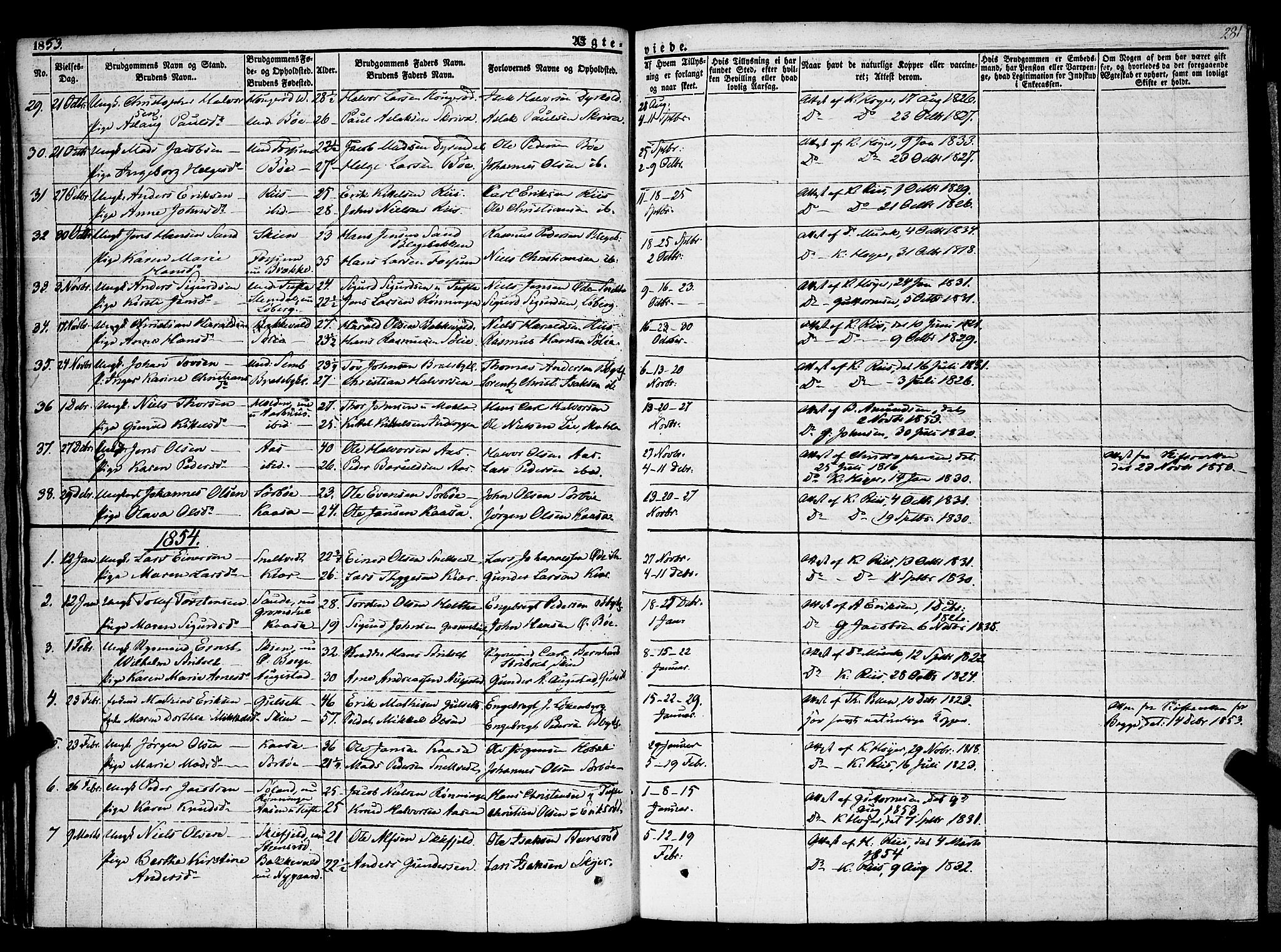 Gjerpen kirkebøker, SAKO/A-265/F/Fa/L0007b: Parish register (official) no. I 7B, 1834-1857, p. 281