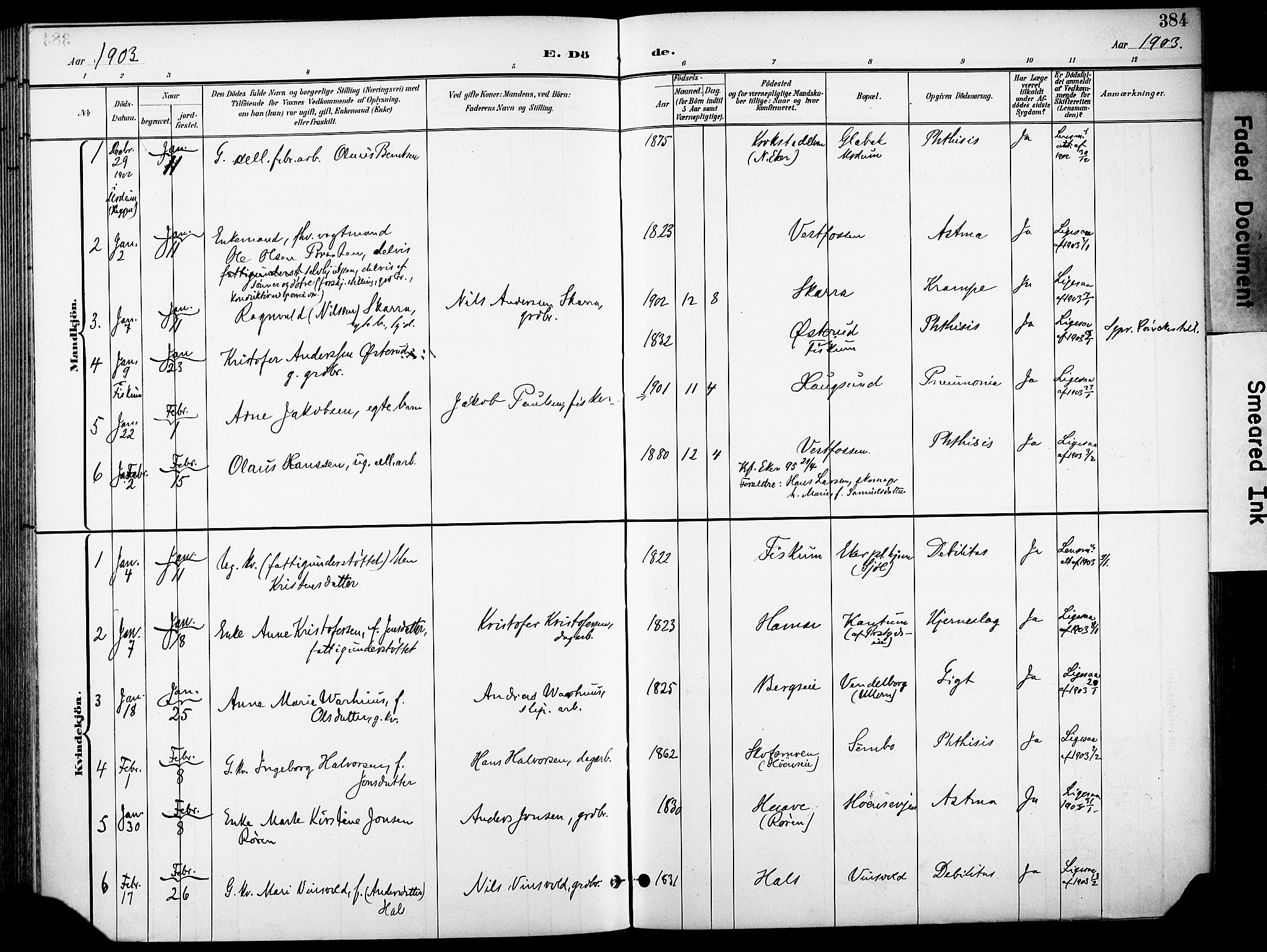 Eiker kirkebøker, AV/SAKO-A-4/F/Fb/L0003: Parish register (official) no. II 3, 1896-1942, p. 384