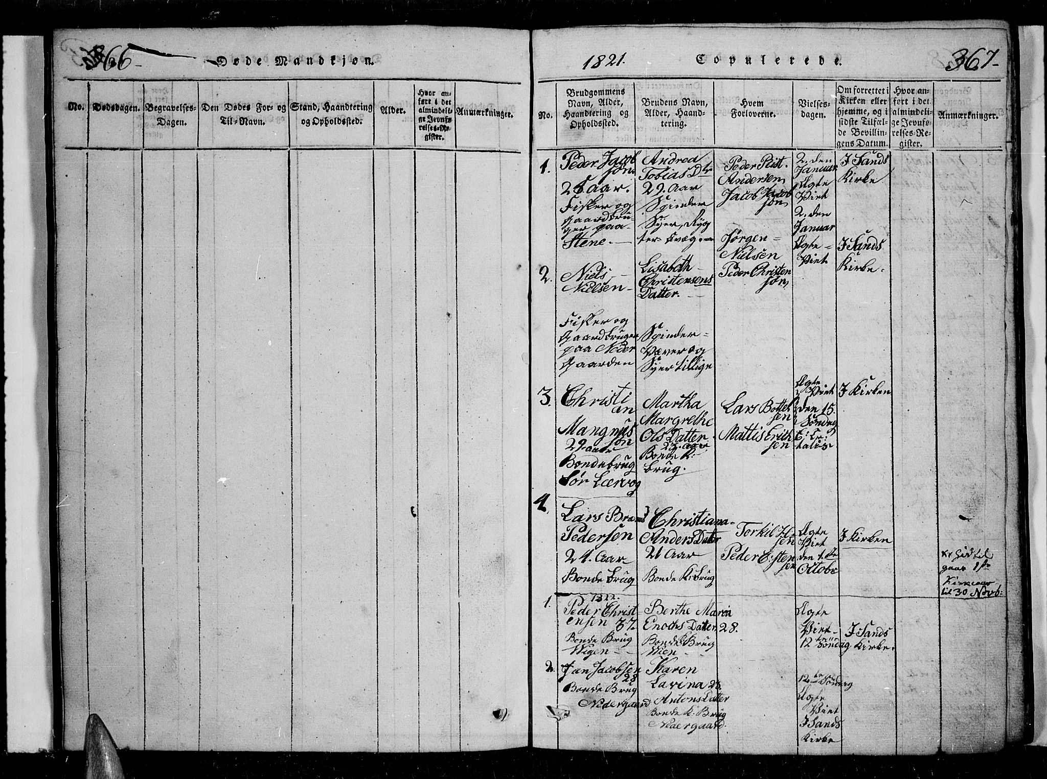 Trondenes sokneprestkontor, SATØ/S-1319/H/Hb/L0004klokker: Parish register (copy) no. 4, 1821-1839, p. 366-367