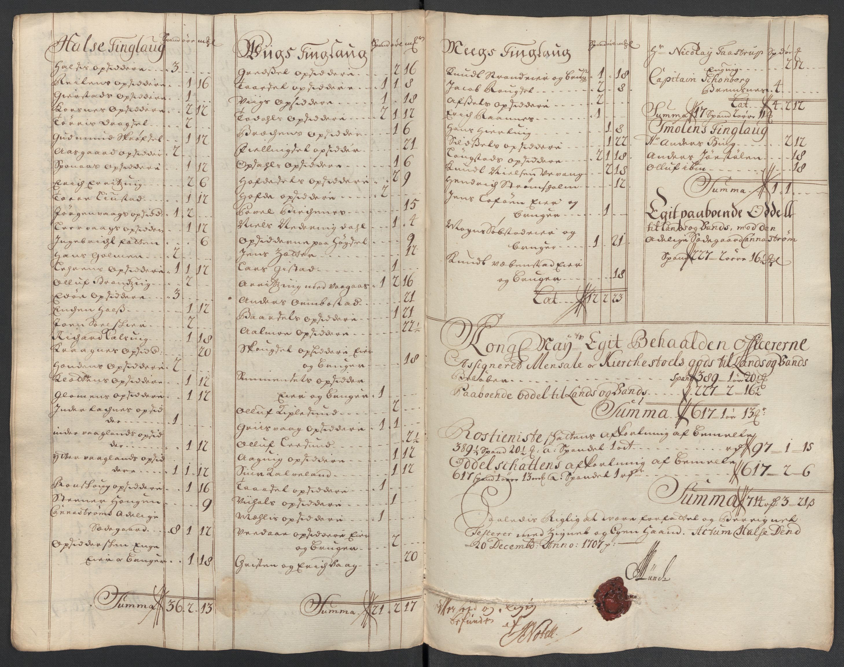 Rentekammeret inntil 1814, Reviderte regnskaper, Fogderegnskap, AV/RA-EA-4092/R56/L3742: Fogderegnskap Nordmøre, 1706-1707, p. 295