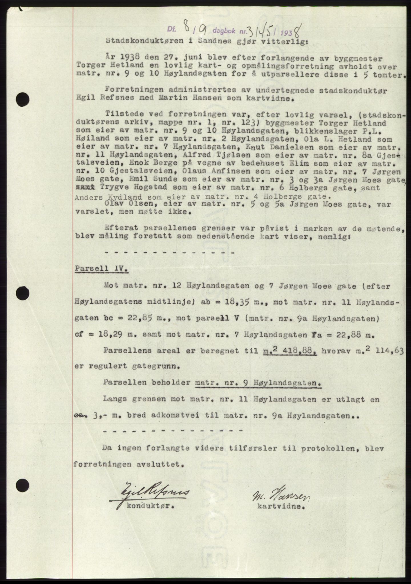 Jæren sorenskriveri, SAST/A-100310/03/G/Gba/L0072: Mortgage book, 1938-1938, Diary no: : 3145/1938