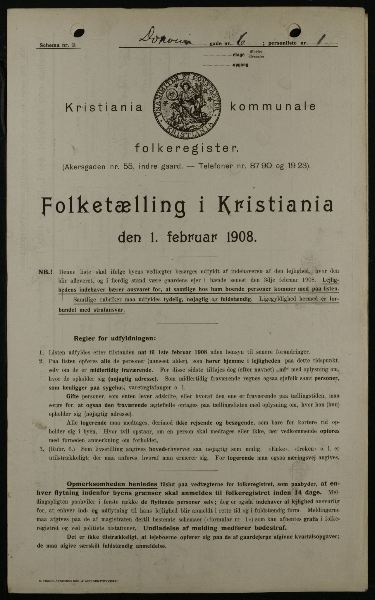 OBA, Municipal Census 1908 for Kristiania, 1908, p. 14798