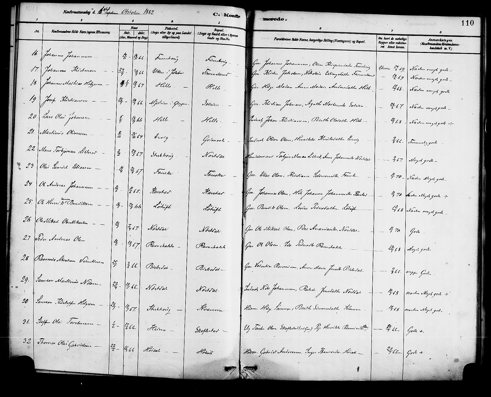Førde sokneprestembete, SAB/A-79901/H/Haa/Haad/L0001: Parish register (official) no. D 1, 1881-1898, p. 110