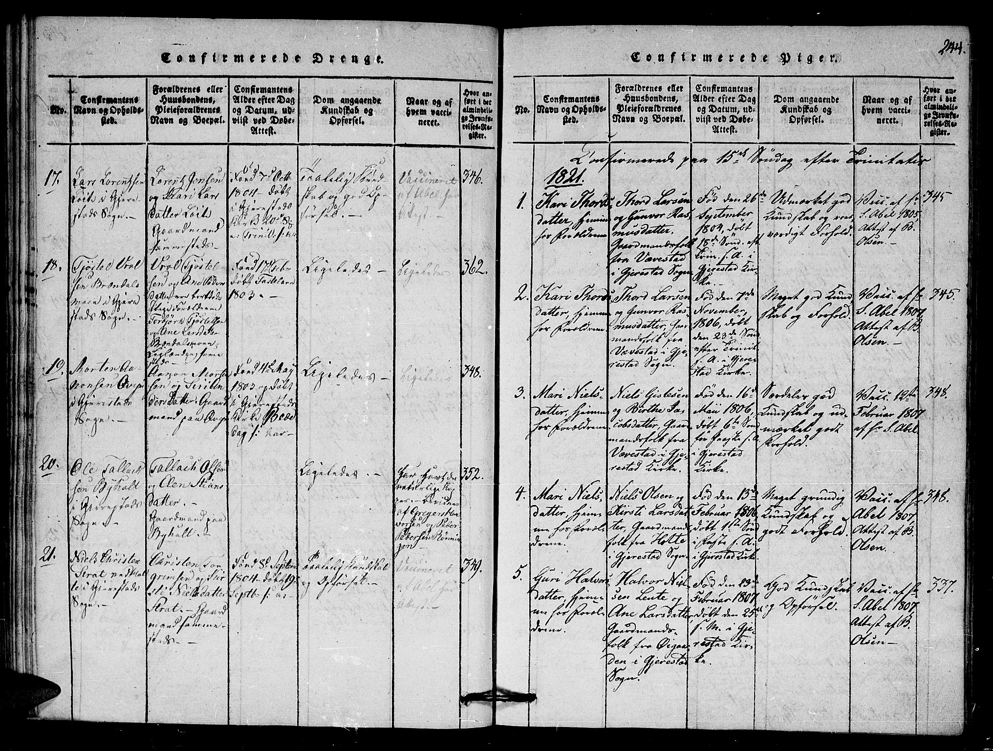 Gjerstad sokneprestkontor, AV/SAK-1111-0014/F/Fa/Faa/L0004: Parish register (official) no. A 4, 1816-1829, p. 244