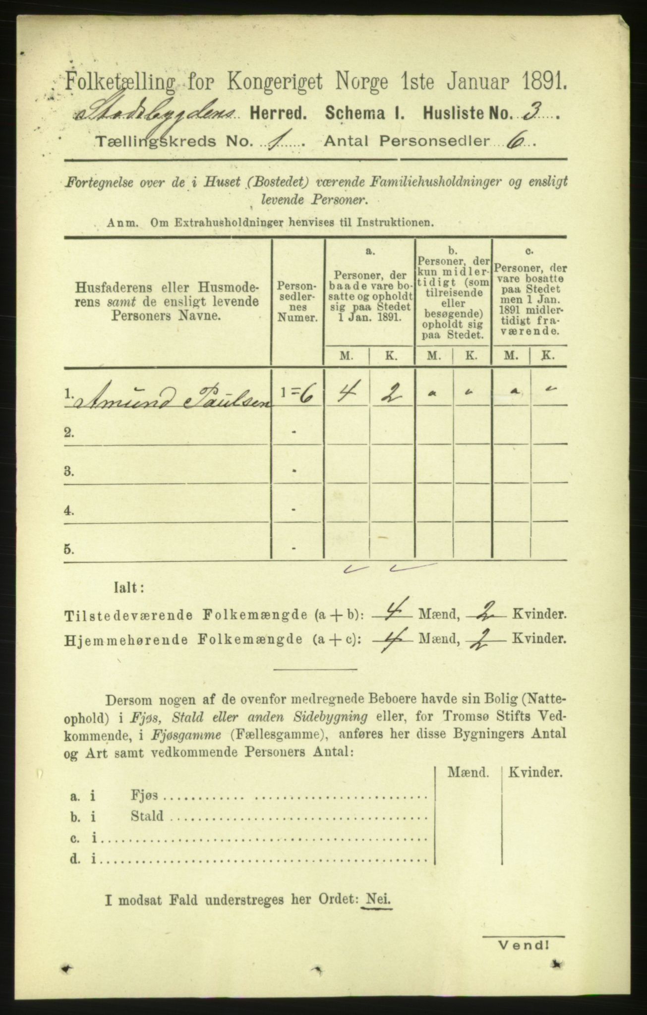 RA, 1891 census for 1625 Stadsbygd, 1891, p. 18