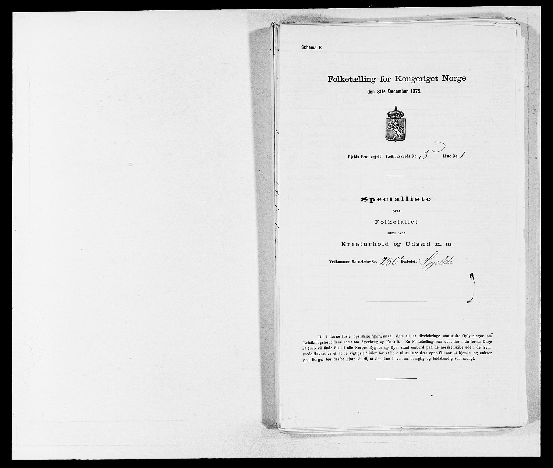 SAB, 1875 census for 1246P Fjell, 1875, p. 606