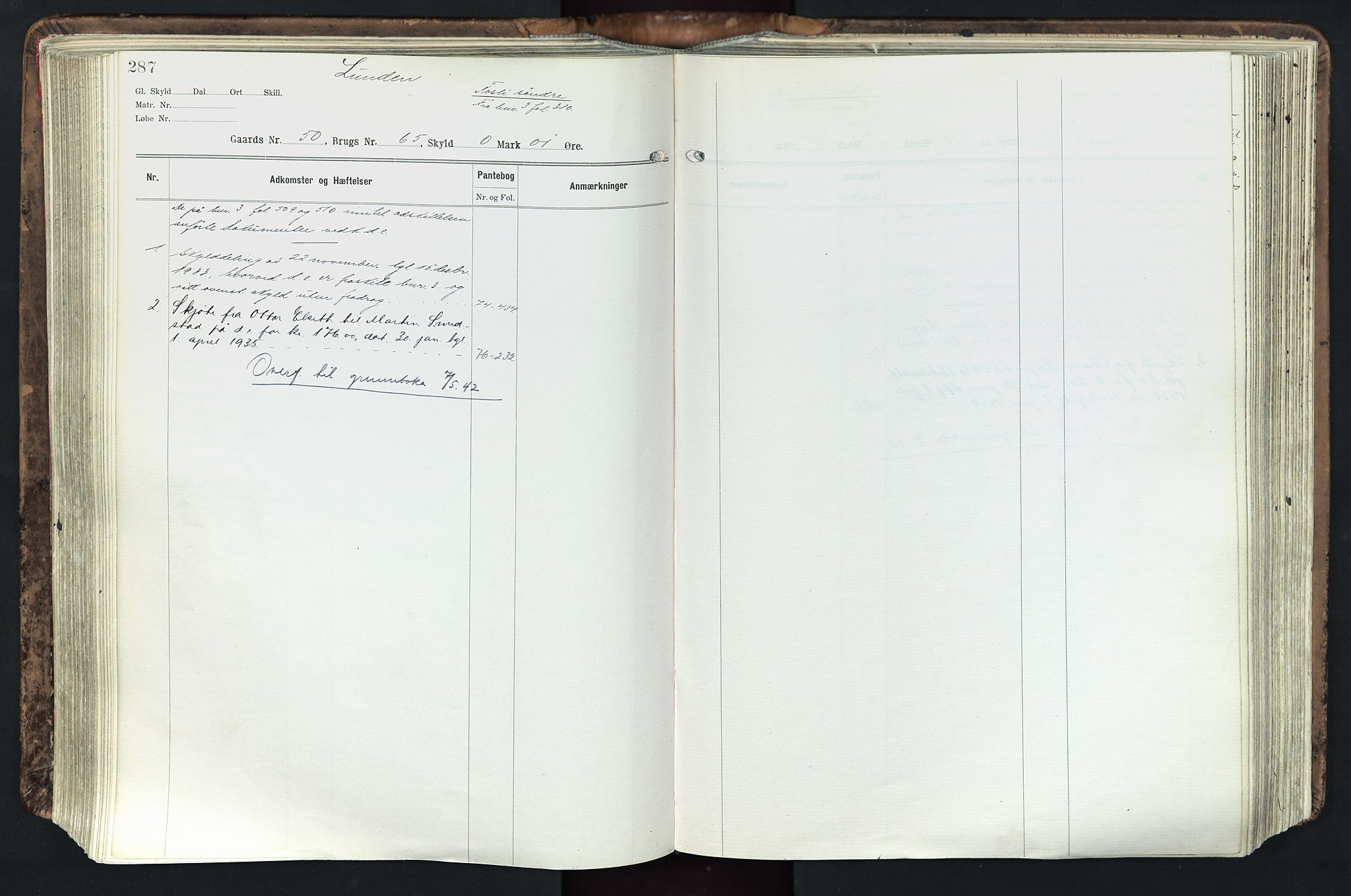 Solør tingrett, AV/SAH-TING-008/H/Ha/Hak/L0003: Mortgage register no. III, 1900-1935, p. 287