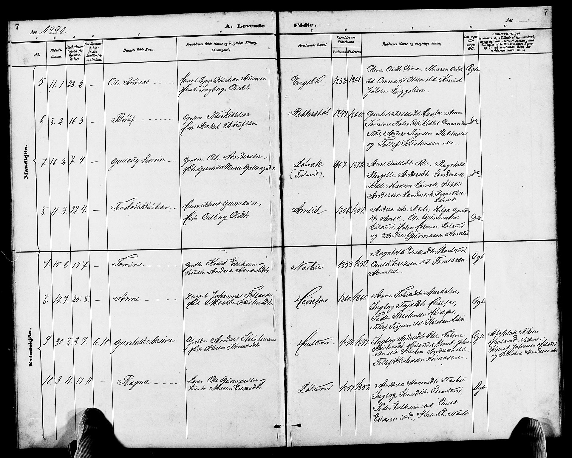 Herefoss sokneprestkontor, SAK/1111-0019/F/Fb/Fba/L0003: Parish register (copy) no. B 3, 1887-1925, p. 7