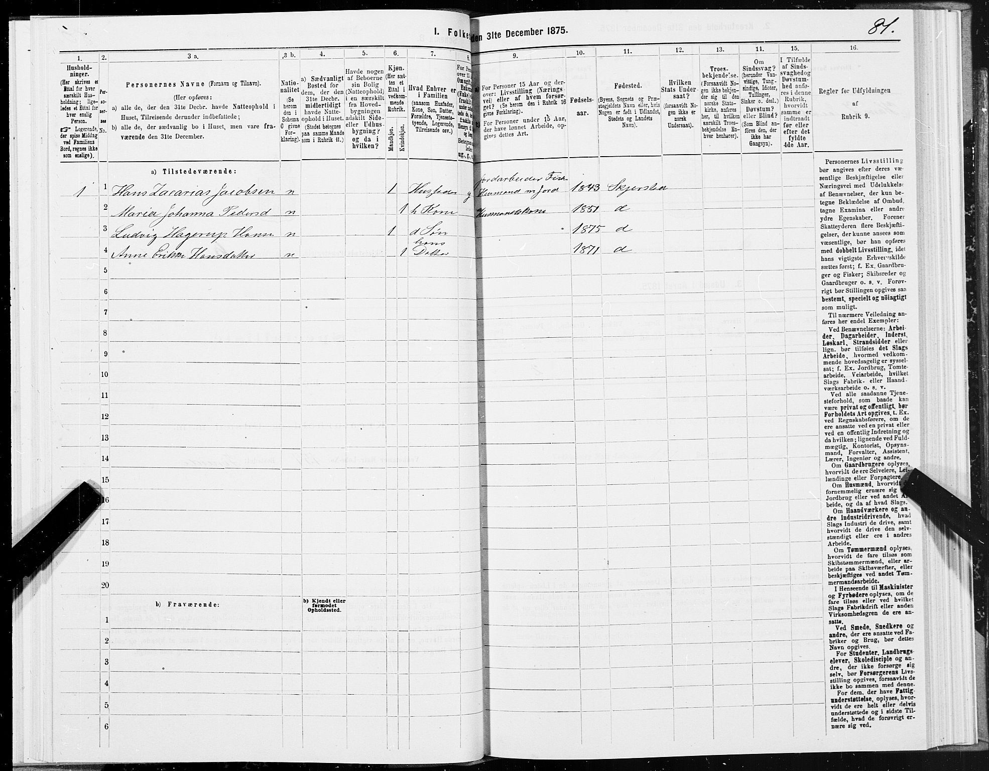 SAT, 1875 census for 1842P Skjerstad, 1875, p. 3081
