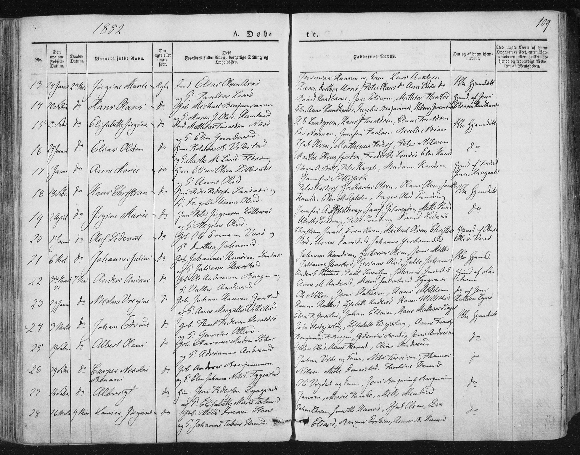 Ministerialprotokoller, klokkerbøker og fødselsregistre - Nord-Trøndelag, SAT/A-1458/784/L0669: Parish register (official) no. 784A04, 1829-1859, p. 109