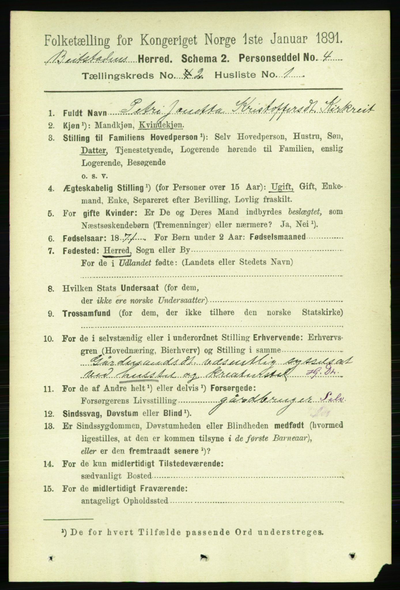 RA, 1891 census for 1727 Beitstad, 1891, p. 376