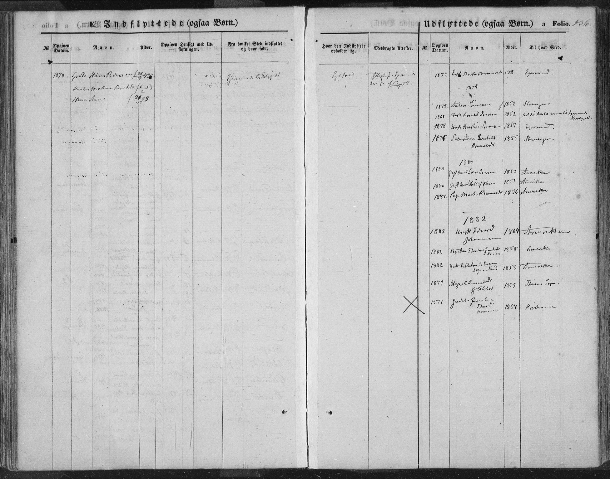 Helleland sokneprestkontor, AV/SAST-A-101810: Parish register (official) no. A 7.2, 1863-1886, p. 436