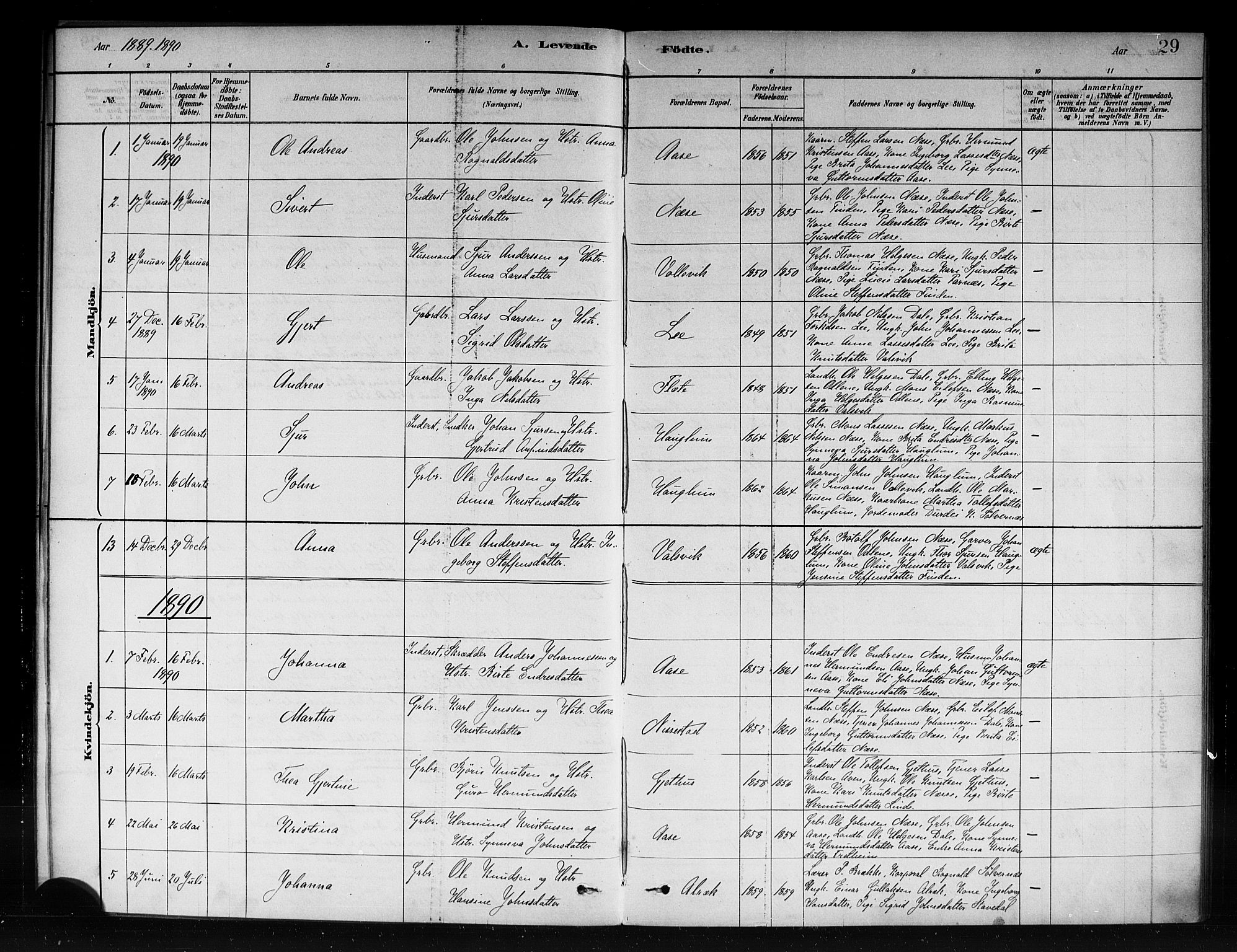 Vik sokneprestembete, AV/SAB-A-81501/H/Haa/Haac/L0001: Parish register (official) no. C 1, 1878-1890, p. 29