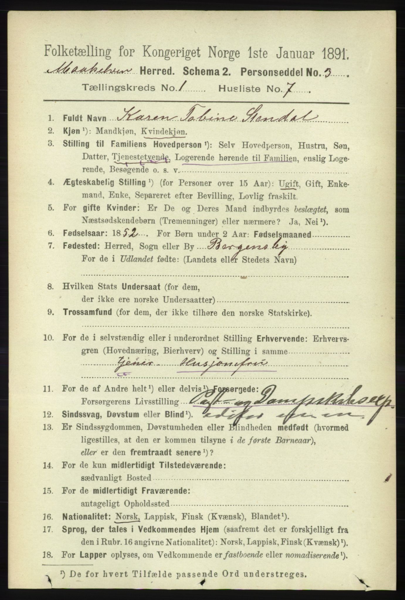 RA, 1891 census for 1924 Målselv, 1891, p. 111
