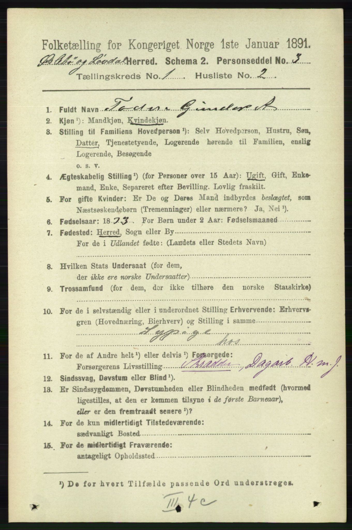 RA, 1891 census for 1021 Øyslebø og Laudal, 1891, p. 88