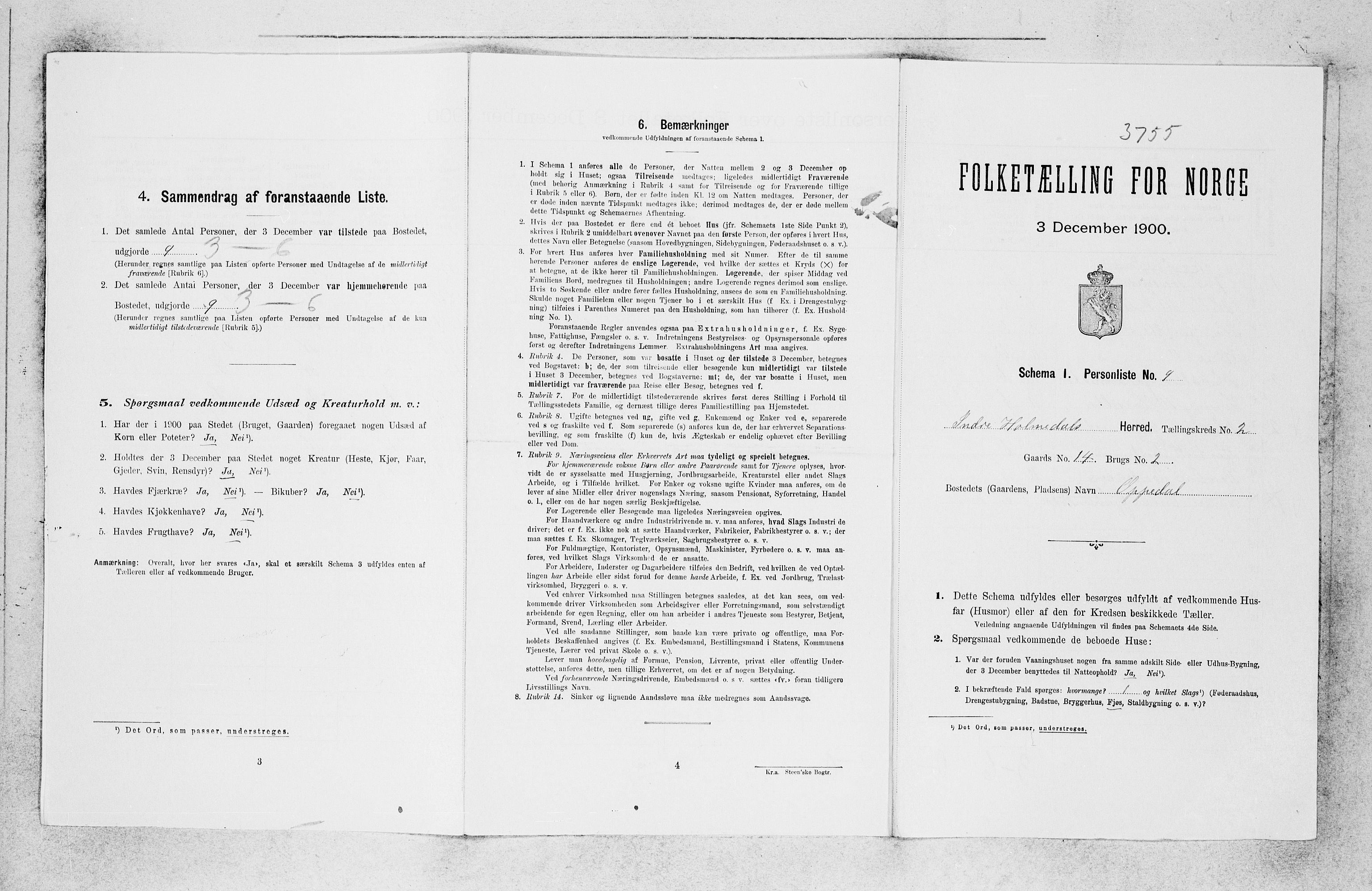 SAB, 1900 census for Indre Holmedal, 1900, p. 200