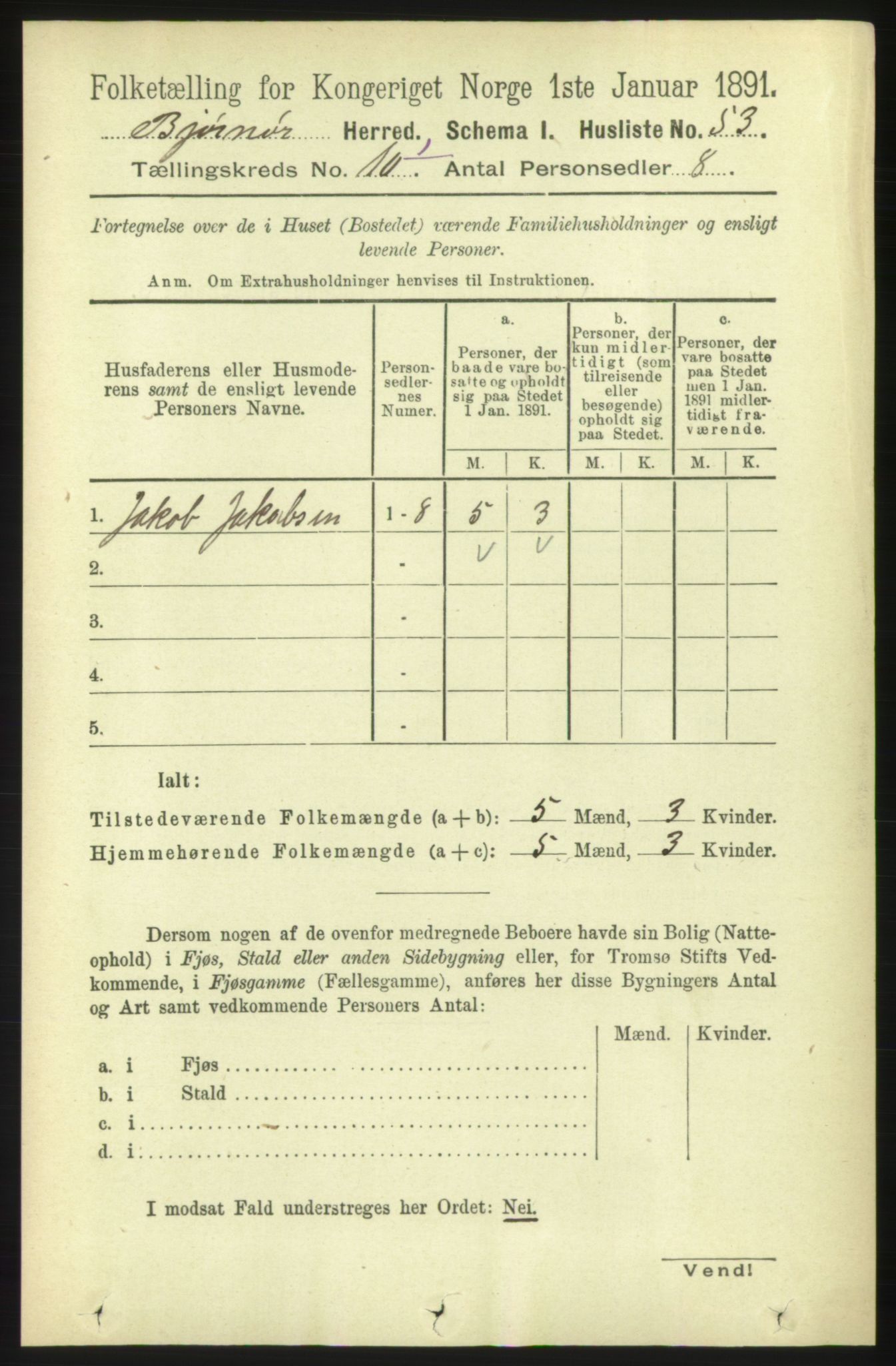 RA, 1891 census for 1632 Bjørnør, 1891, p. 4138