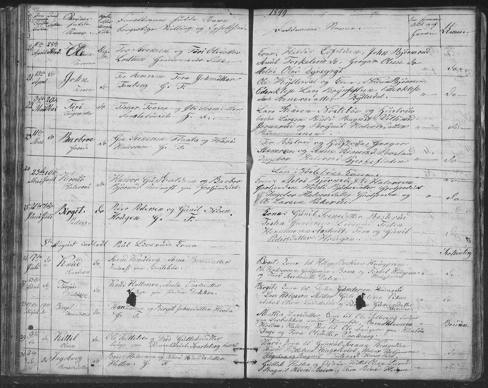 Nore kirkebøker, SAKO/A-238/F/Fc/L0002: Parish register (official) no. III 2, 1836-1861, p. 44