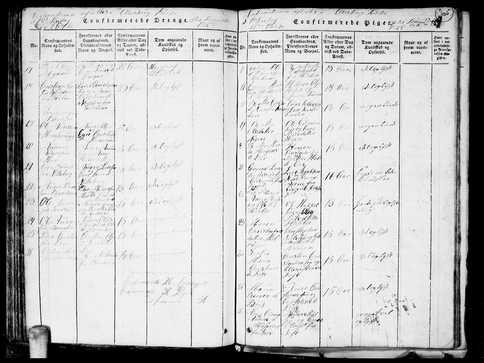 Aurskog prestekontor Kirkebøker, SAO/A-10304a/G/Ga/L0001: Parish register (copy) no. I 1, 1814-1829, p. 305