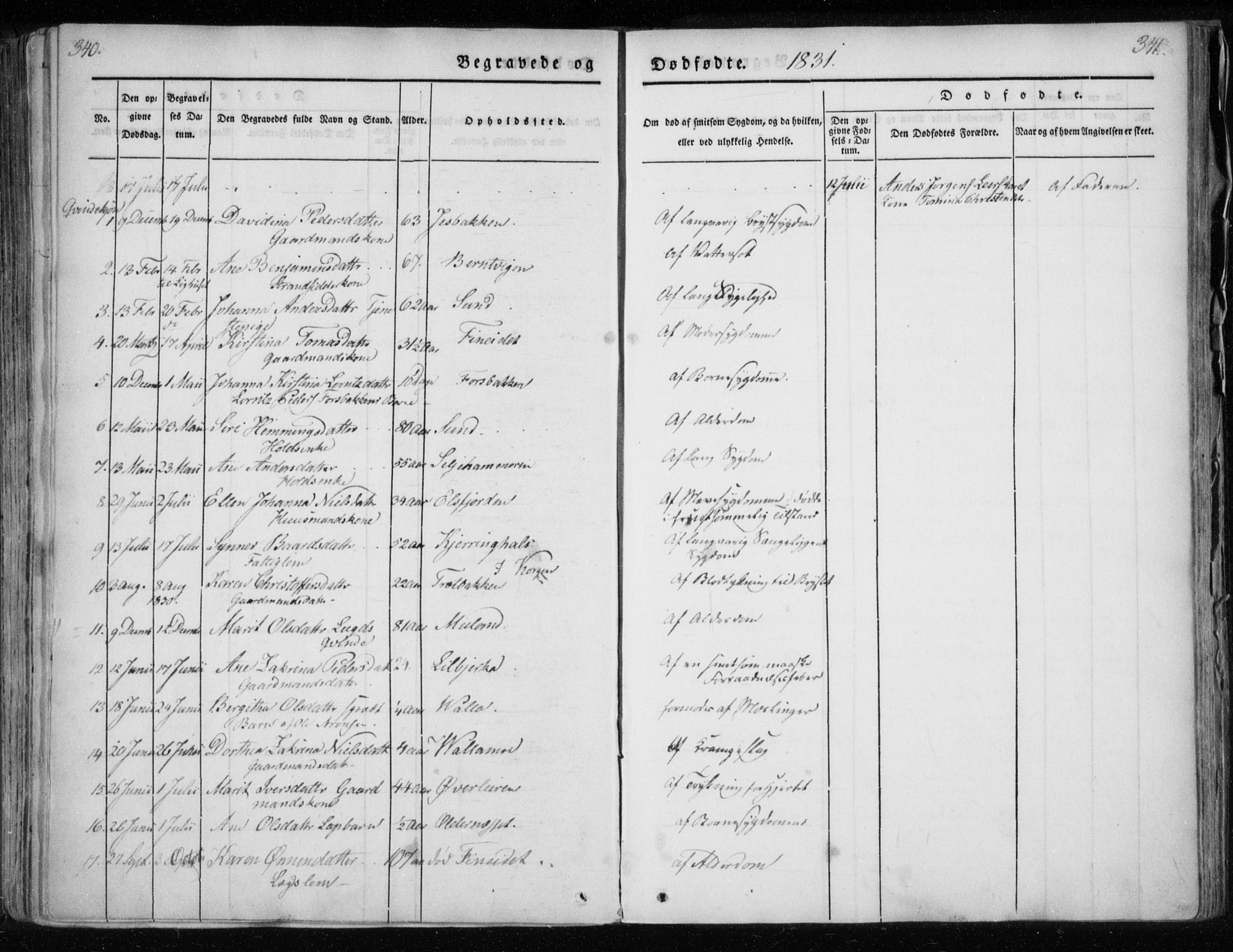 Ministerialprotokoller, klokkerbøker og fødselsregistre - Nordland, AV/SAT-A-1459/825/L0354: Parish register (official) no. 825A08, 1826-1841, p. 340-341