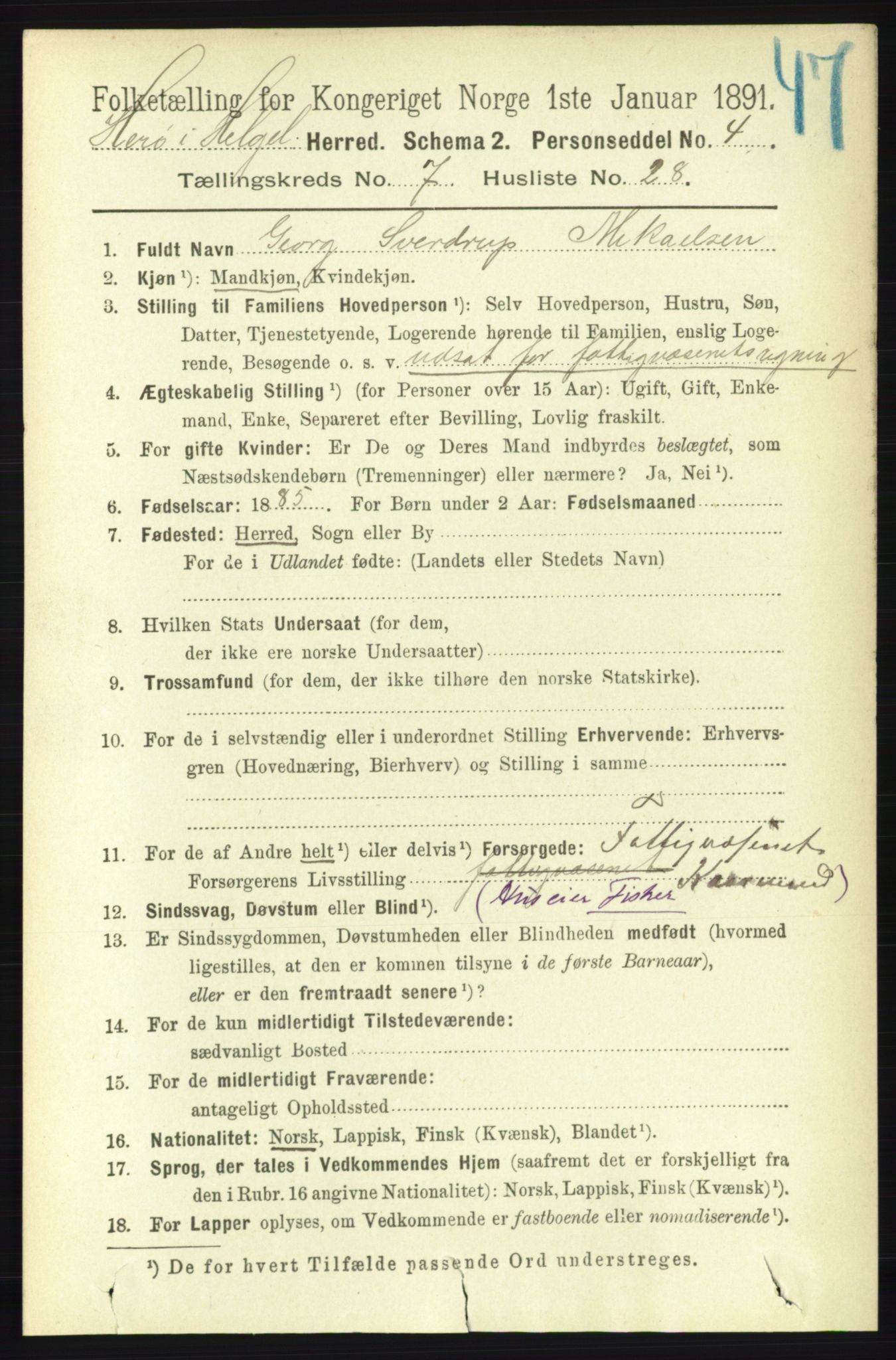 RA, 1891 census for 1818 Herøy, 1891, p. 2447