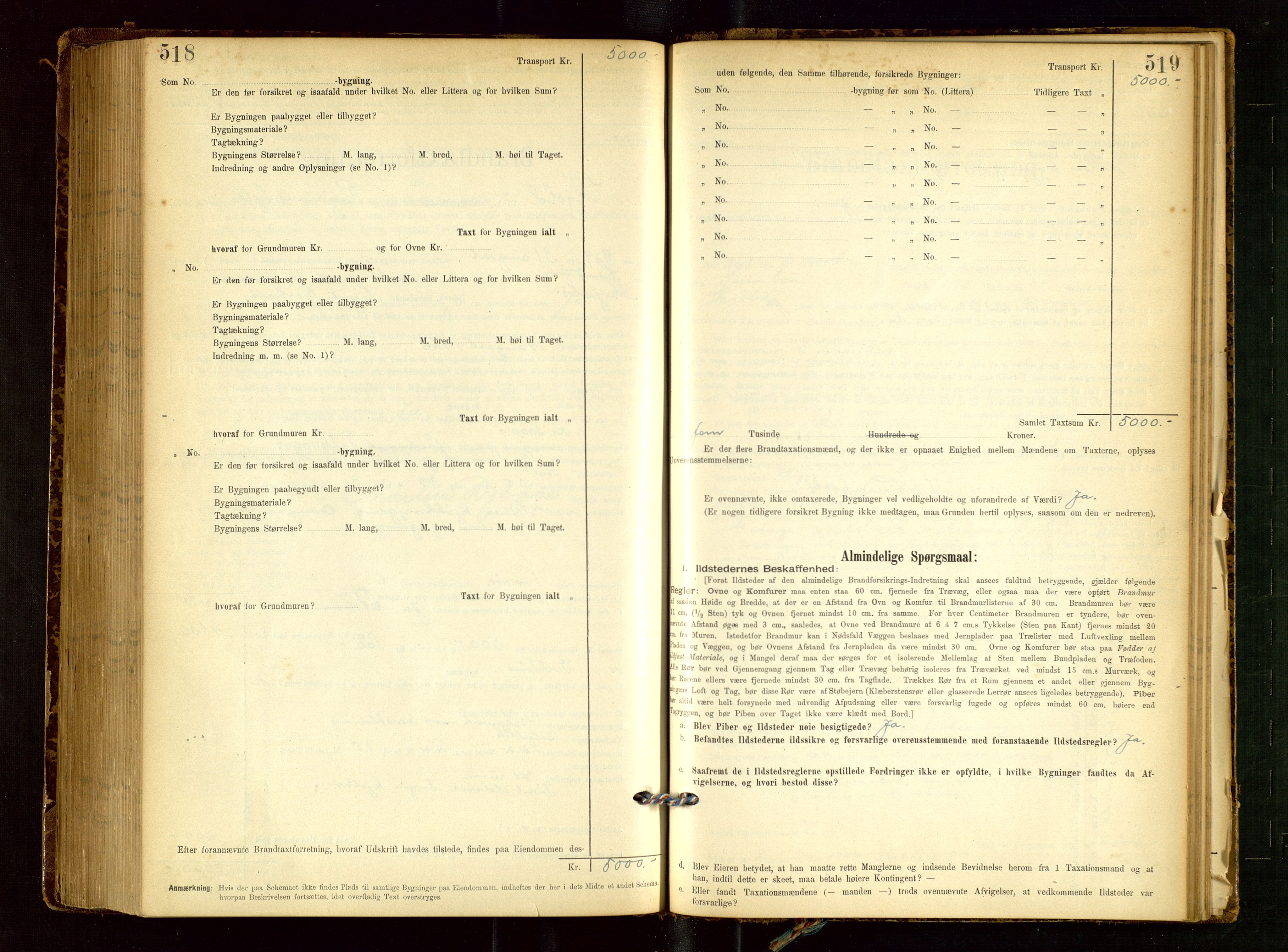 Skjold lensmannskontor, AV/SAST-A-100182/Gob/L0001: "Brandtaxationsprotokol for Skjold Lensmandsdistrikt Ryfylke Fogderi", 1894-1939, p. 518-519