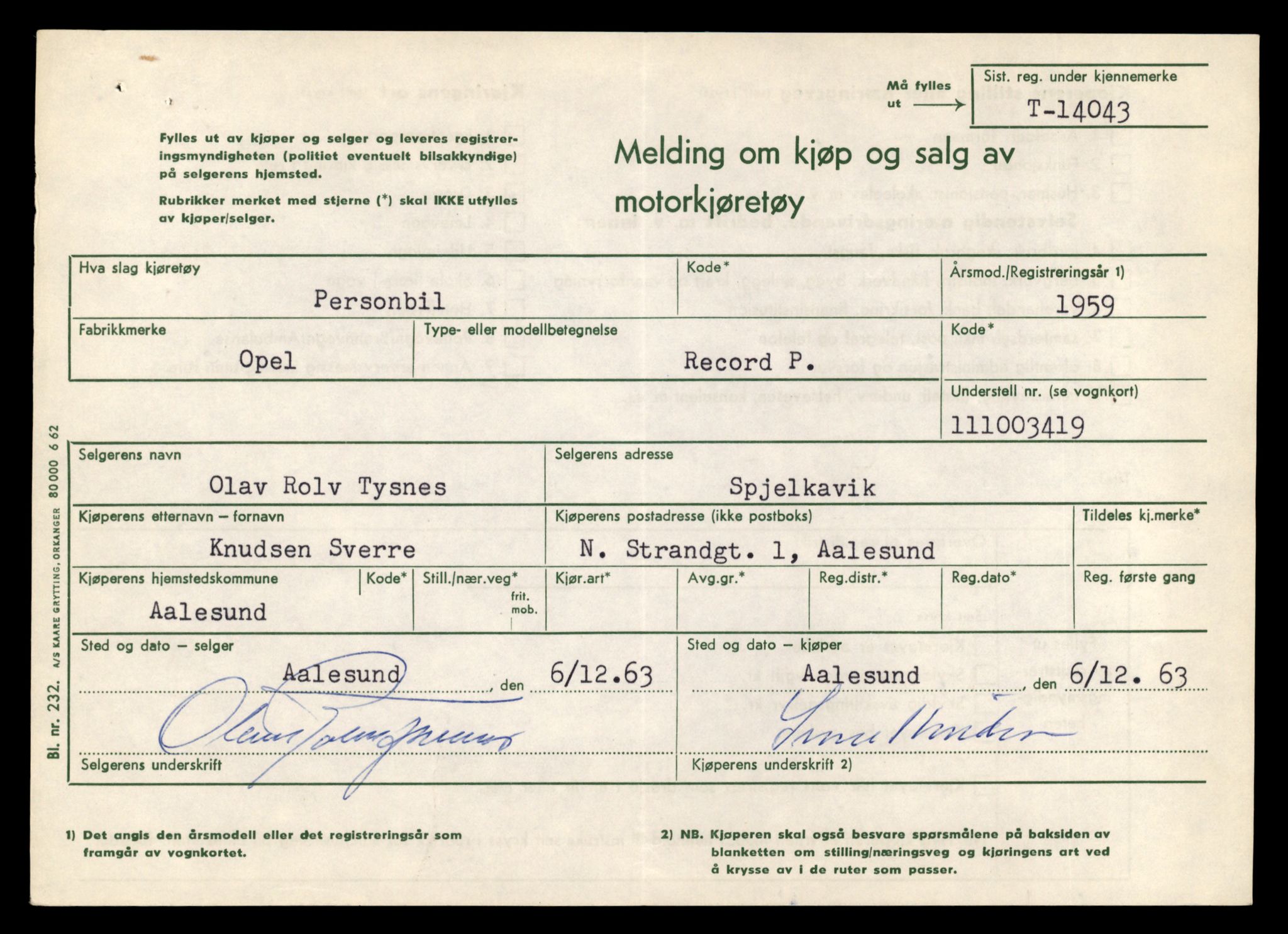 Møre og Romsdal vegkontor - Ålesund trafikkstasjon, AV/SAT-A-4099/F/Fe/L0042: Registreringskort for kjøretøy T 13906 - T 14079, 1927-1998, p. 2295