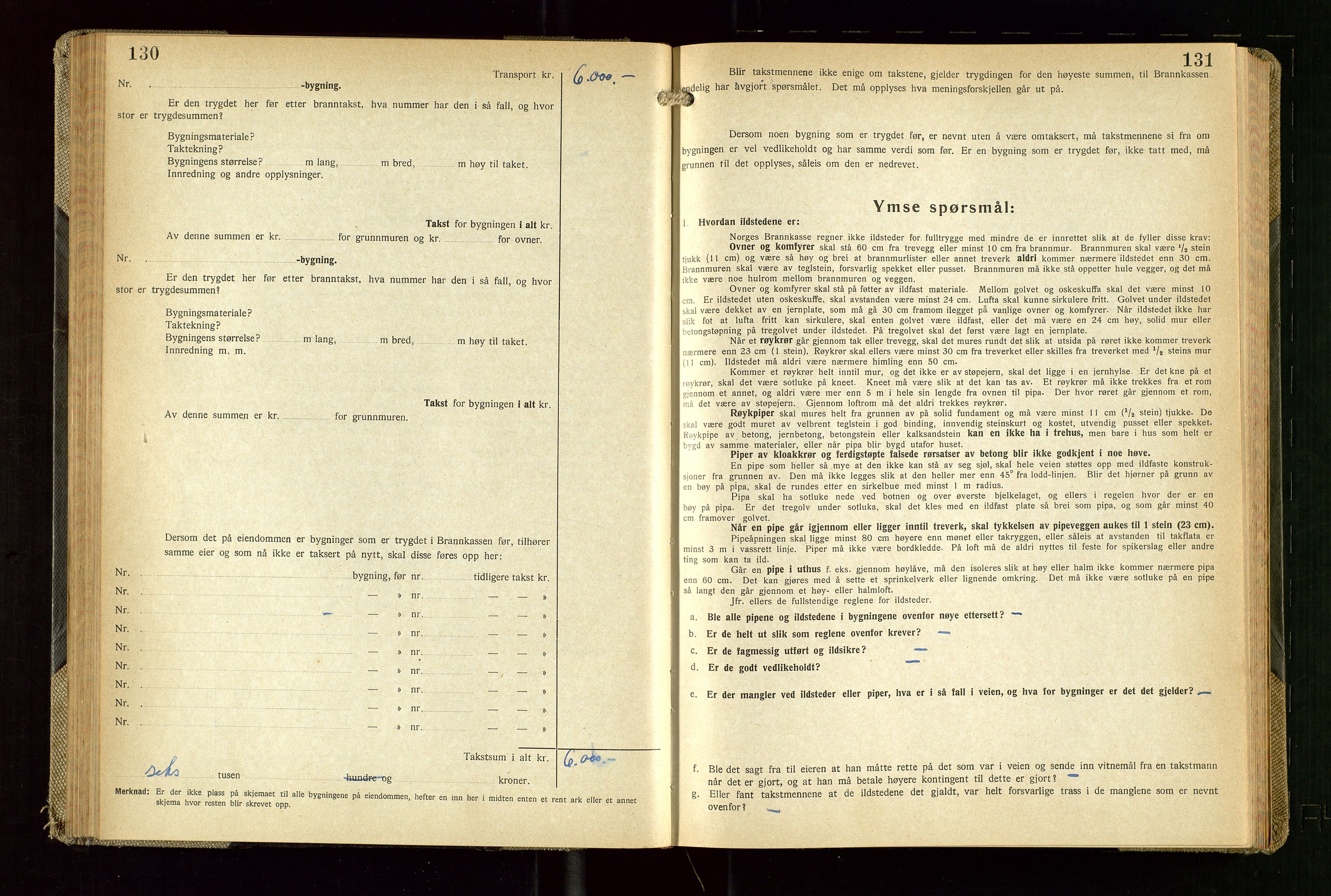 Skudenes lensmannskontor, SAST/A-100444/Gob/L0003: "Brandtakstprotokoll", 1942-1954, p. 130-131