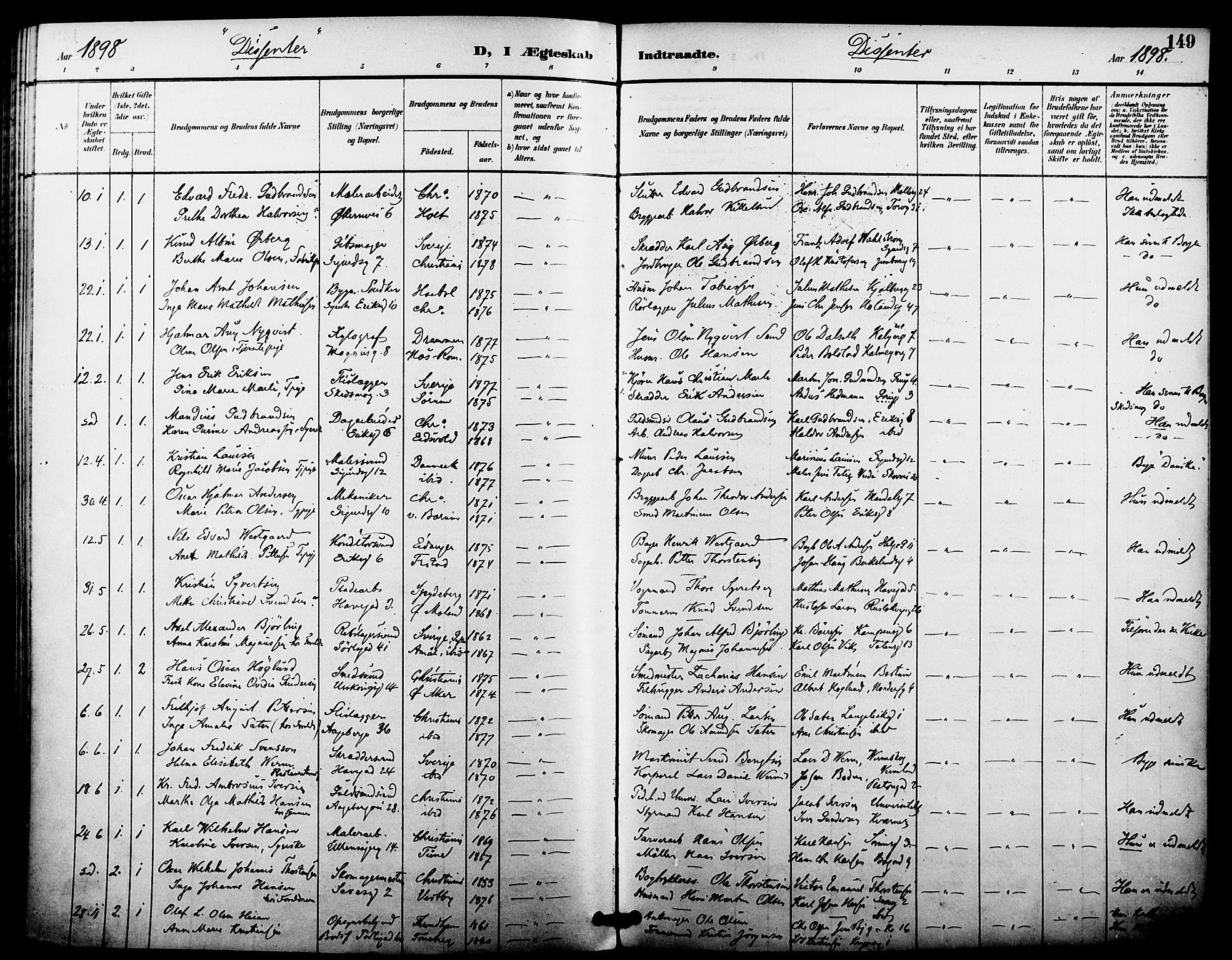 Kampen prestekontor Kirkebøker, AV/SAO-A-10853/F/Fa/L0008: Parish register (official) no. I 8, 1892-1902, p. 149