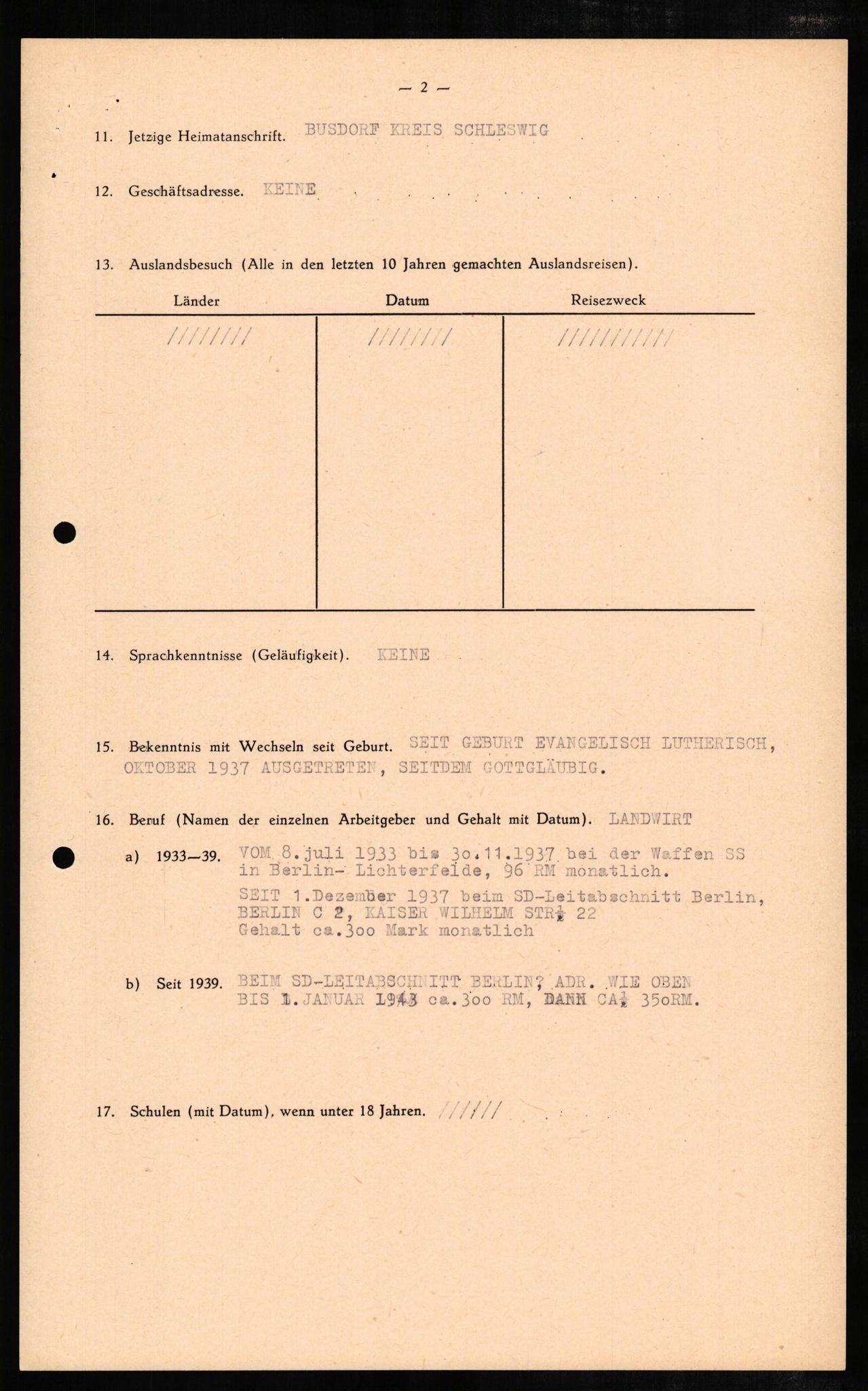 Forsvaret, Forsvarets overkommando II, RA/RAFA-3915/D/Db/L0005: CI Questionaires. Tyske okkupasjonsstyrker i Norge. Tyskere., 1945-1946, p. 132