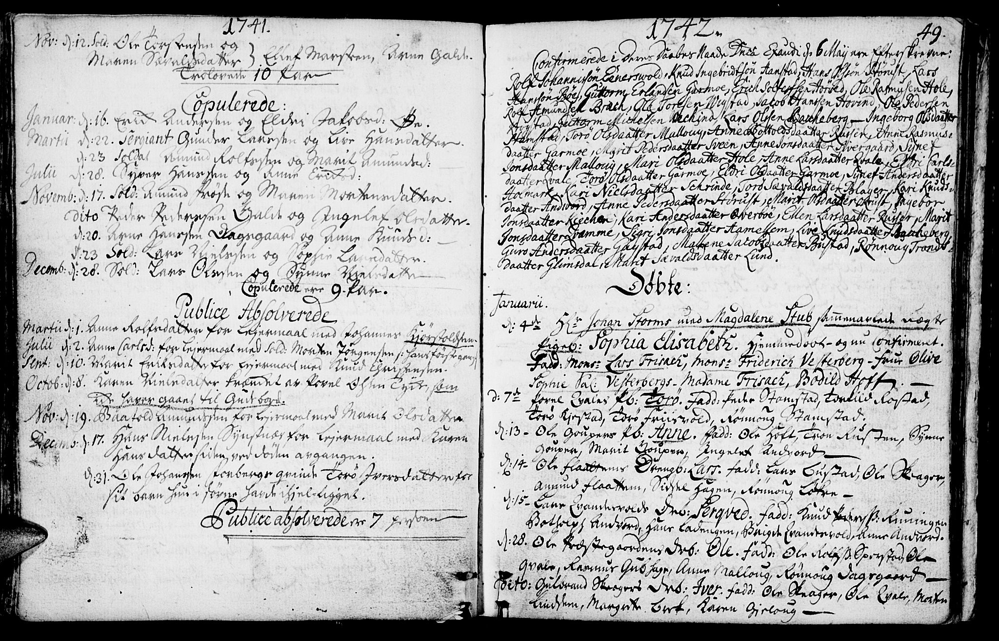 Lom prestekontor, SAH/PREST-070/K/L0001: Parish register (official) no. 1, 1733-1748, p. 49