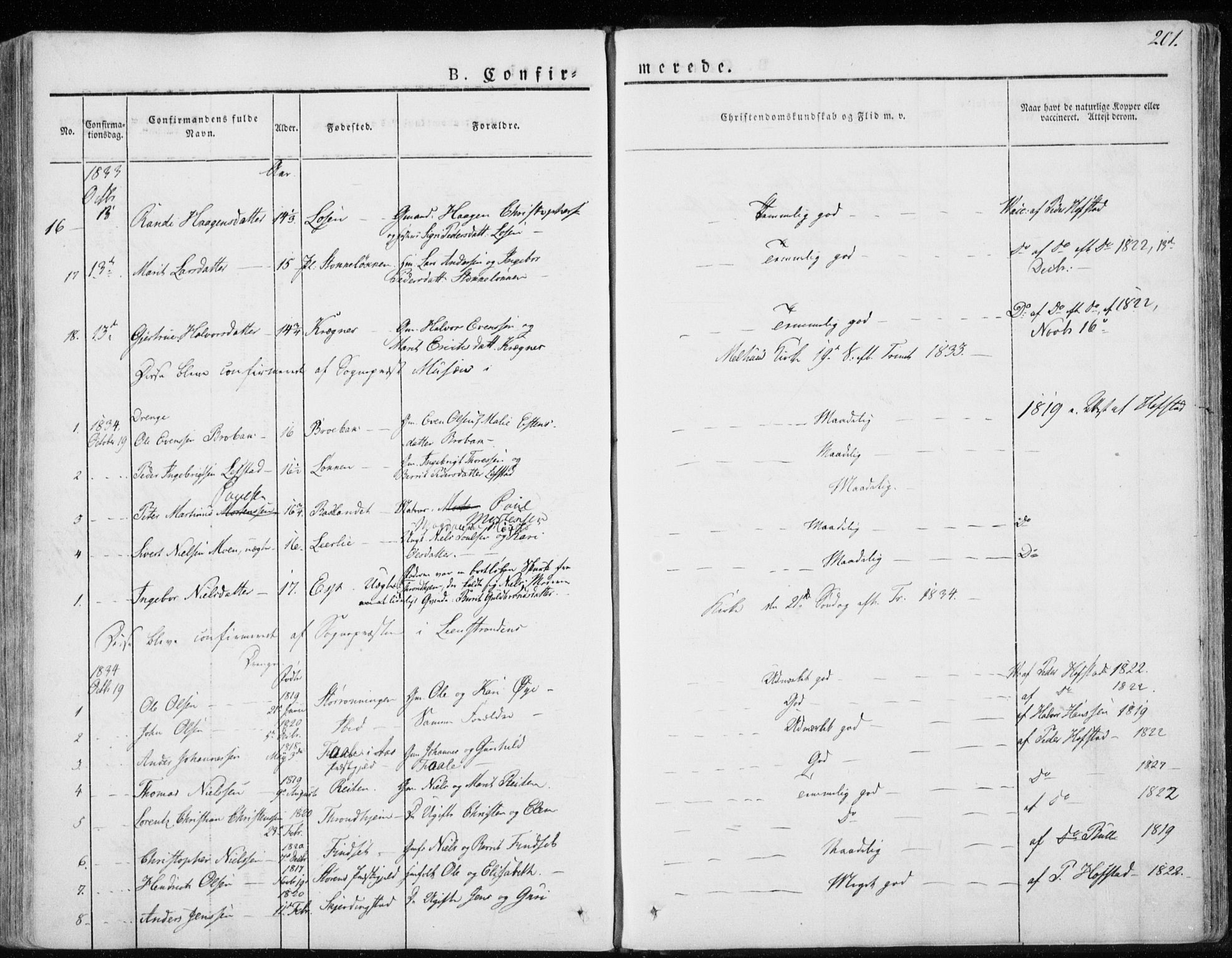 Ministerialprotokoller, klokkerbøker og fødselsregistre - Sør-Trøndelag, AV/SAT-A-1456/691/L1069: Parish register (official) no. 691A04, 1826-1841, p. 201