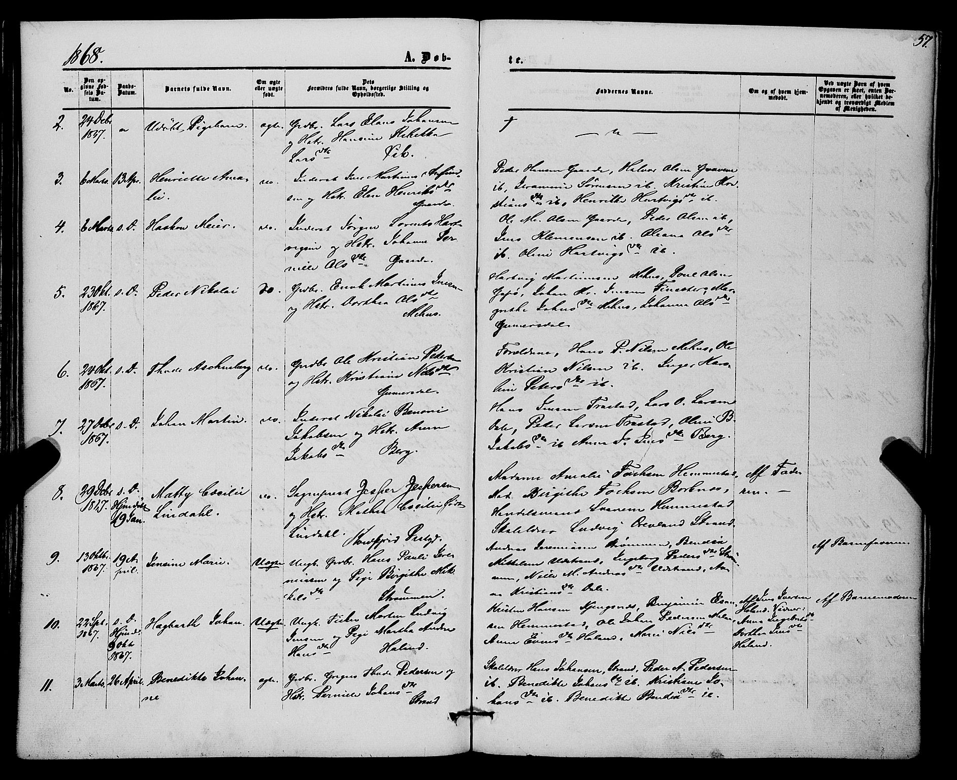 Kvæfjord sokneprestkontor, SATØ/S-1323/G/Ga/Gaa/L0004kirke: Parish register (official) no. 4, 1857-1877, p. 57