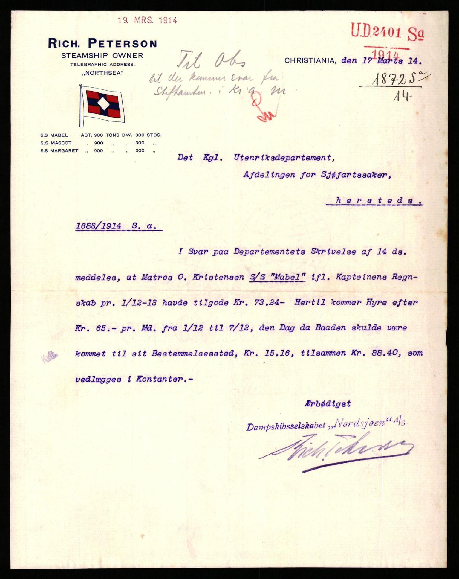 Handelsdepartementet, Sjøfartsavdelingen, 1. sjømannskontor, AV/RA-S-1405/D/Dm/L0010: Forliste skip Lar - Min, 1906-1920, p. 541